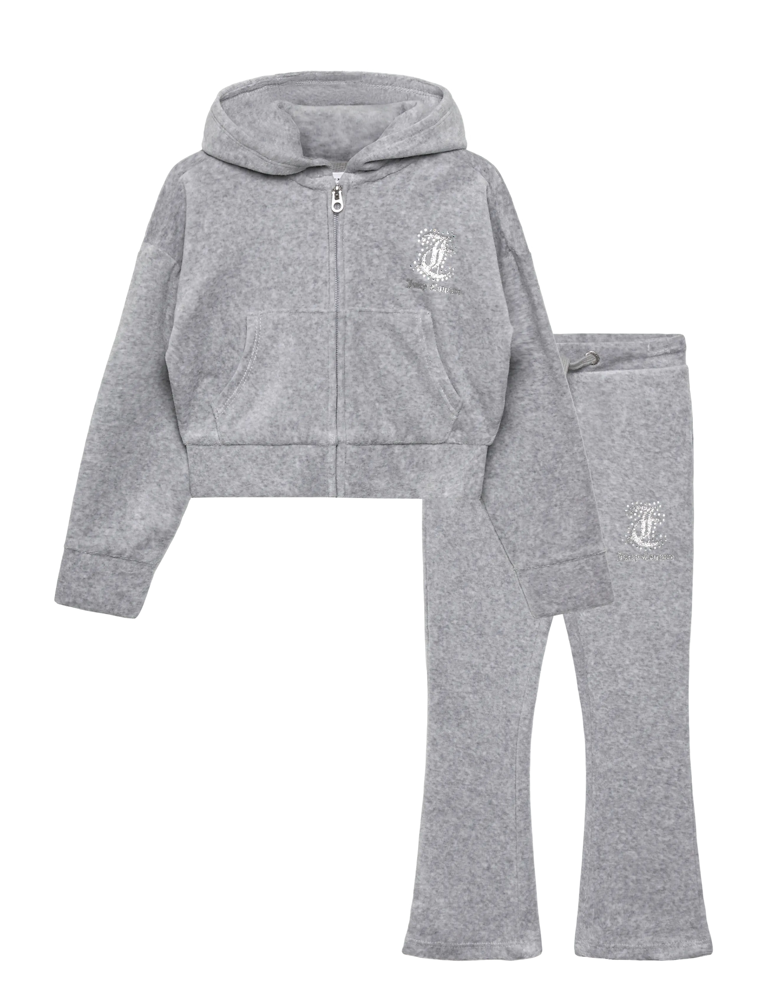 Juicy Couture Cropped Zip Thru & Bootcut Set - Tøj - VINTAGE GREY HEATHER / grey