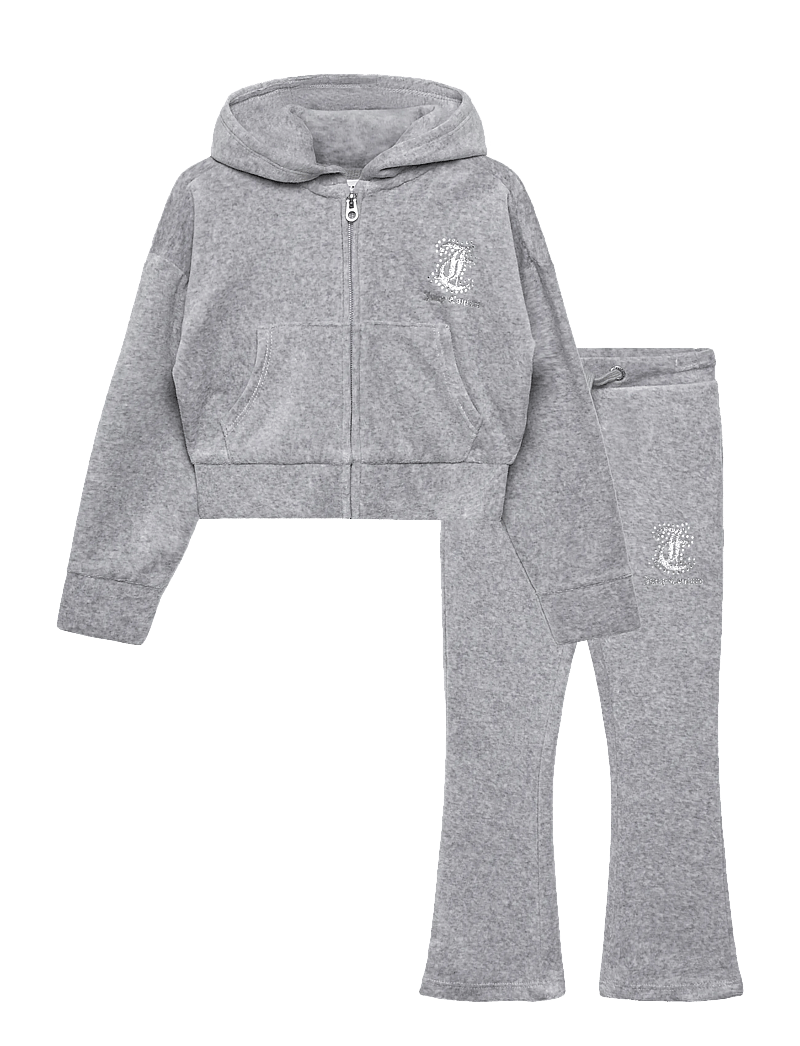 Juicy Couture - Cropped Zip Thru & Bootcut Set - joggingsæt - vintage grey heather - 0