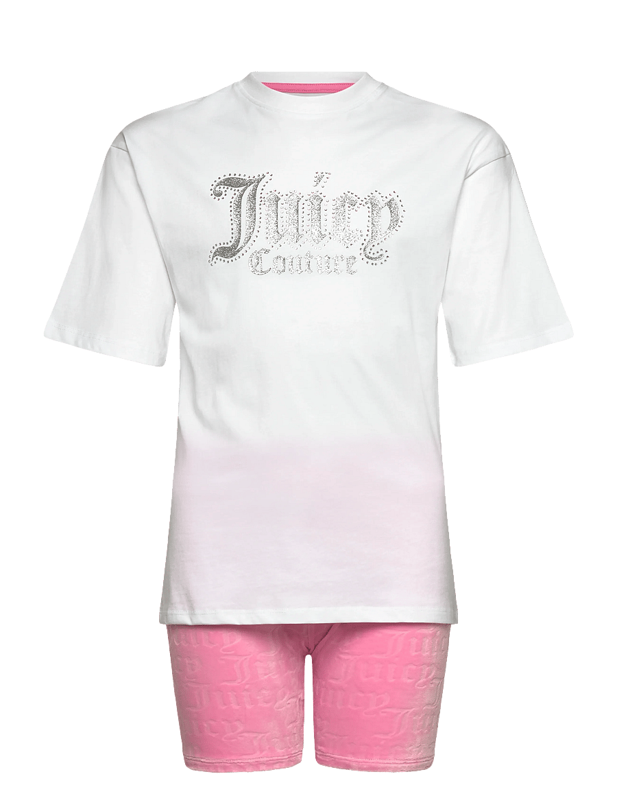 Juicy Couture - Juicy Oversize Tee & Burnout Cycling Short Set - sets mit kurzärmeligem t-shirt - begonia pink - 0