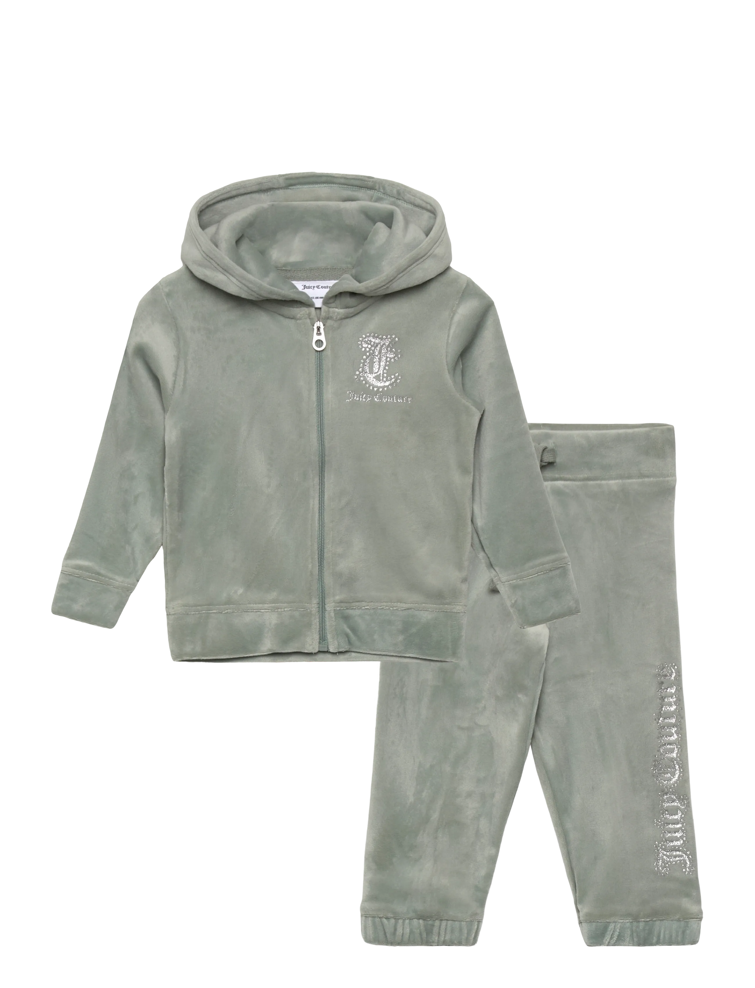 Juicy Couture Glitter Print Zip Thru & Relaxed Jog Set - Tøj - CHINOIS GREEN / green