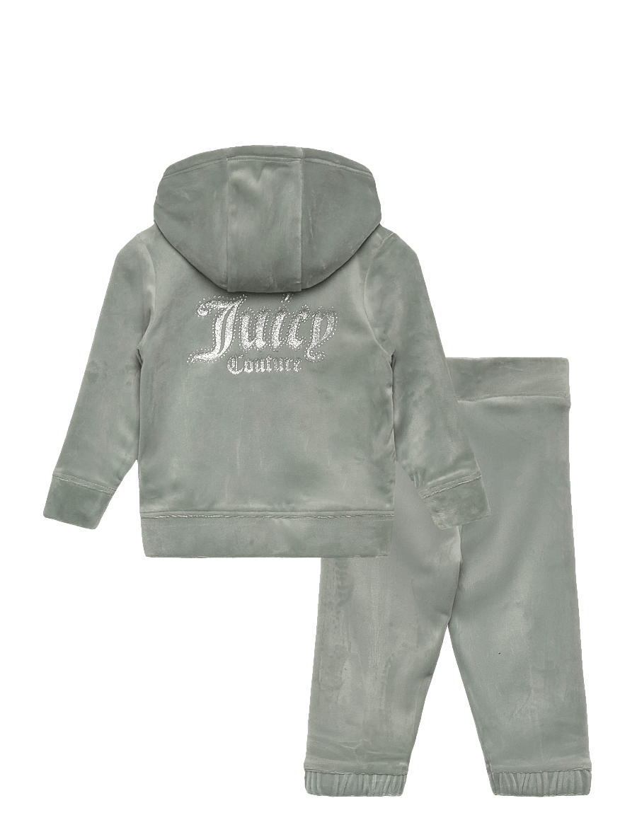 Juicy Couture - Glitter Print Zip Thru & Relaxed Jog Set - joggingsæt - chinois green - 1