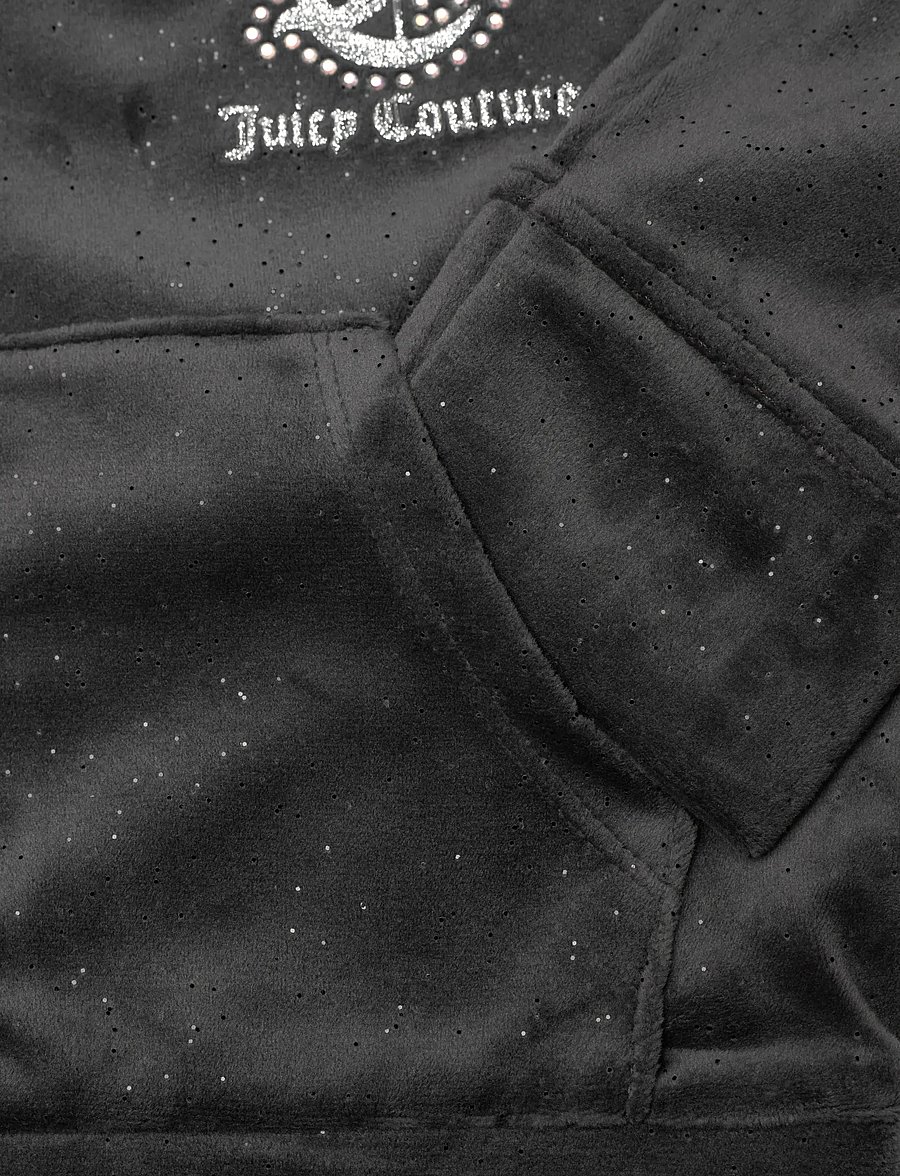 Juicy Couture - Glitter Velour Cropped Zip Thru & Bootcut Set - sportanzüge - black oyster - 5