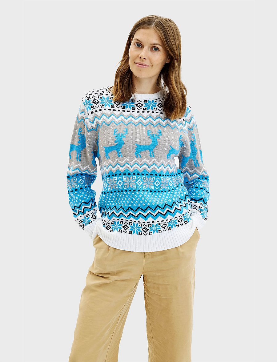 Happy Seasons - The traditionel Christmas sweater blue - Ümara kaelusega - blue - 0