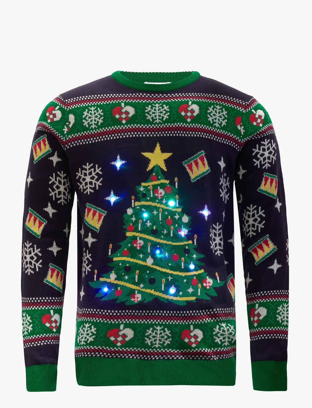 Happy Seasons - Christmas tree sweater LED - julesweaters - navy - 2