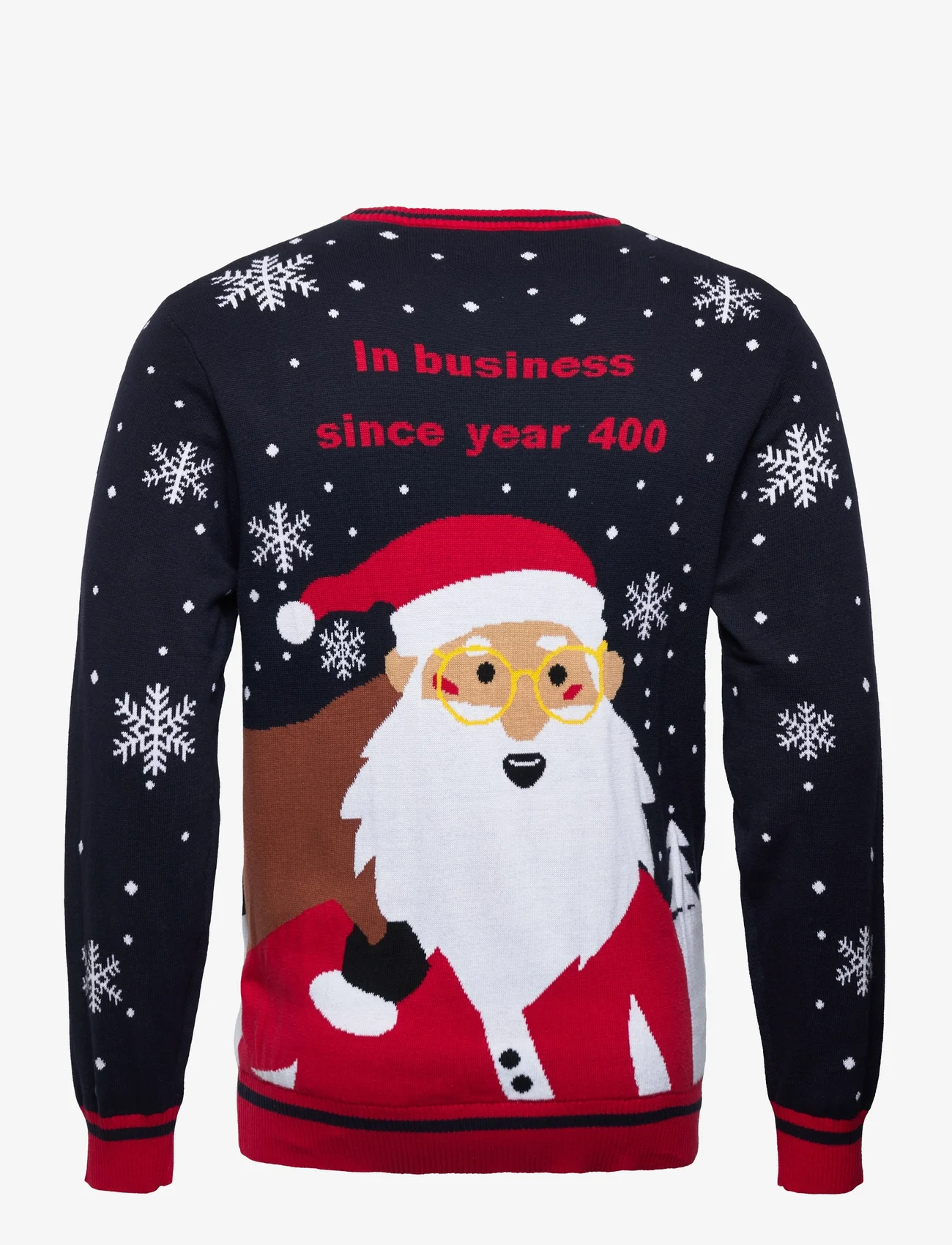 Christmas Sweats - Santa's Retirement Home - knitted round necks - blue - 1