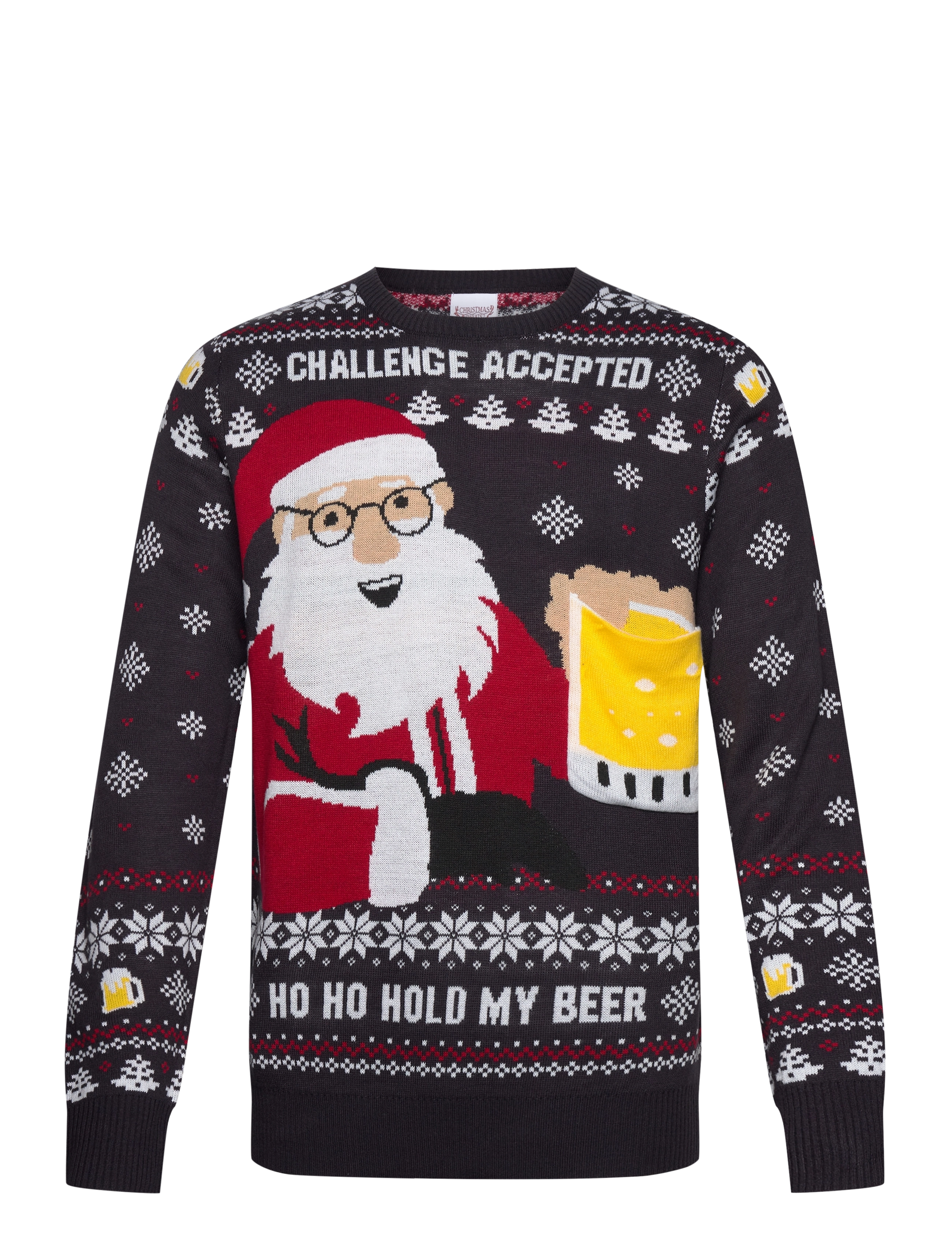 Happy Seasons Ho ho hold my beer sweater - Strik - NAVY / navy