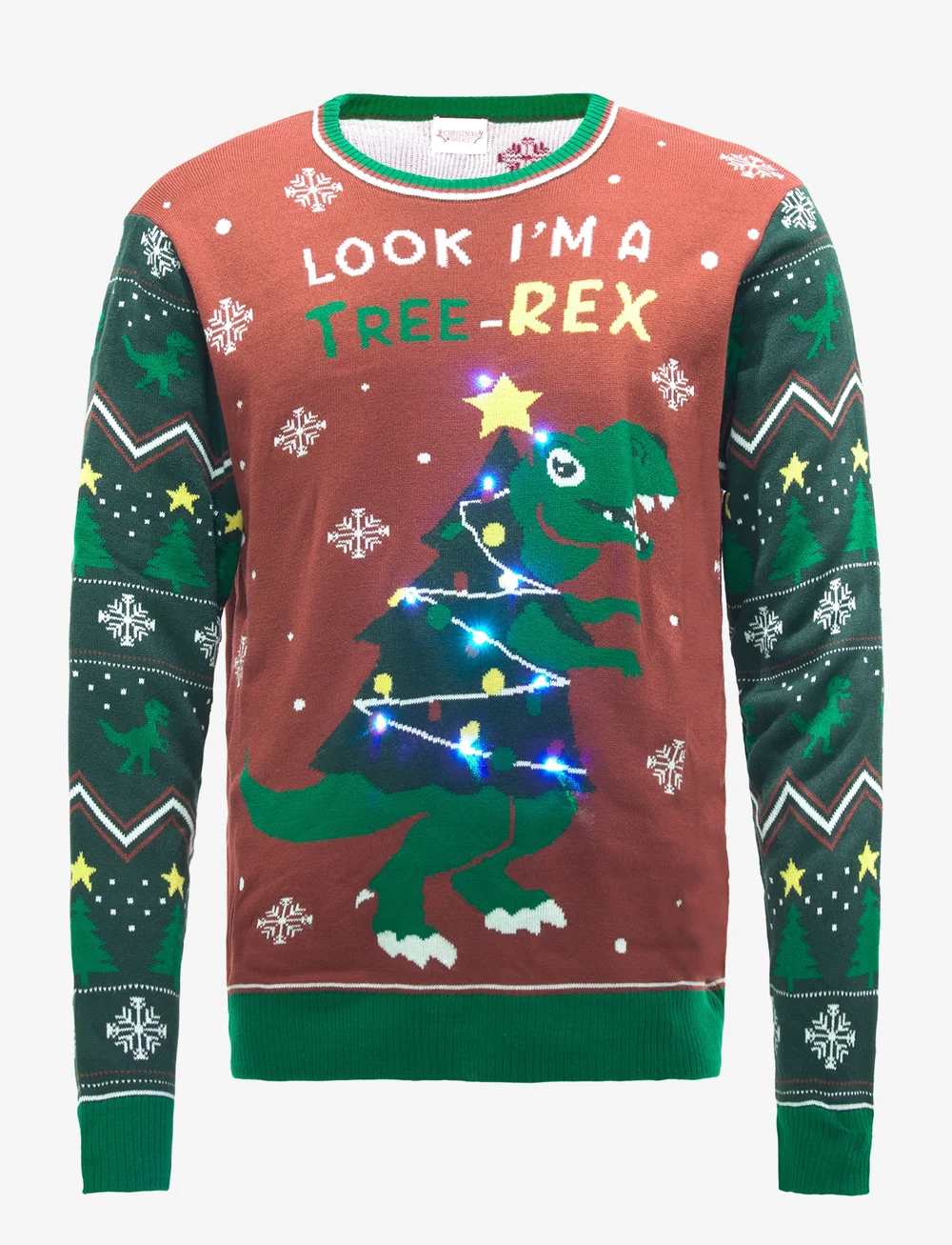 Christmas Sweats The Tree rex Sweater Led Knitted Round Necks