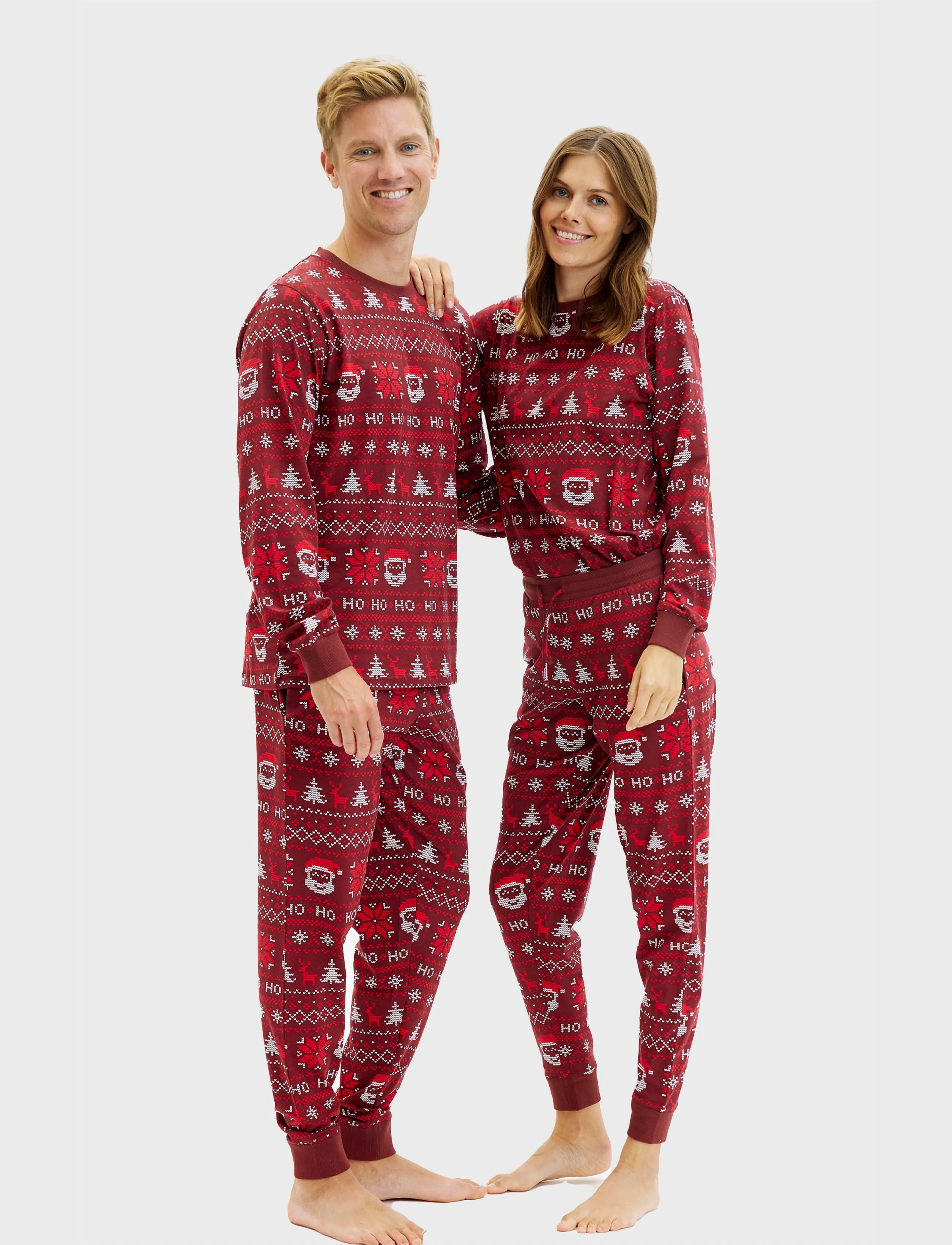 Happy Seasons Ho Ho Ho Julepyjamas, Mænd, Julepyjamas Sæt, Bordeaux, Str: XXXL