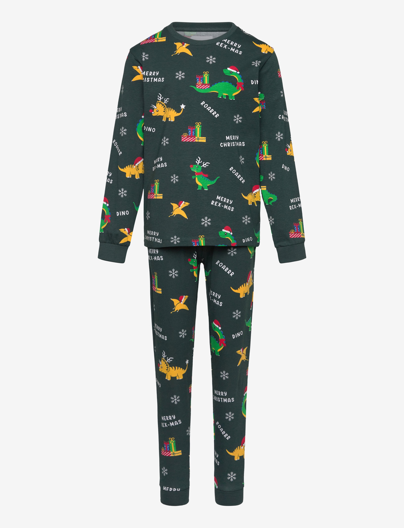 Happy Seasons - Dino Christmas pyjamas kids - pyjamasset - green - 0