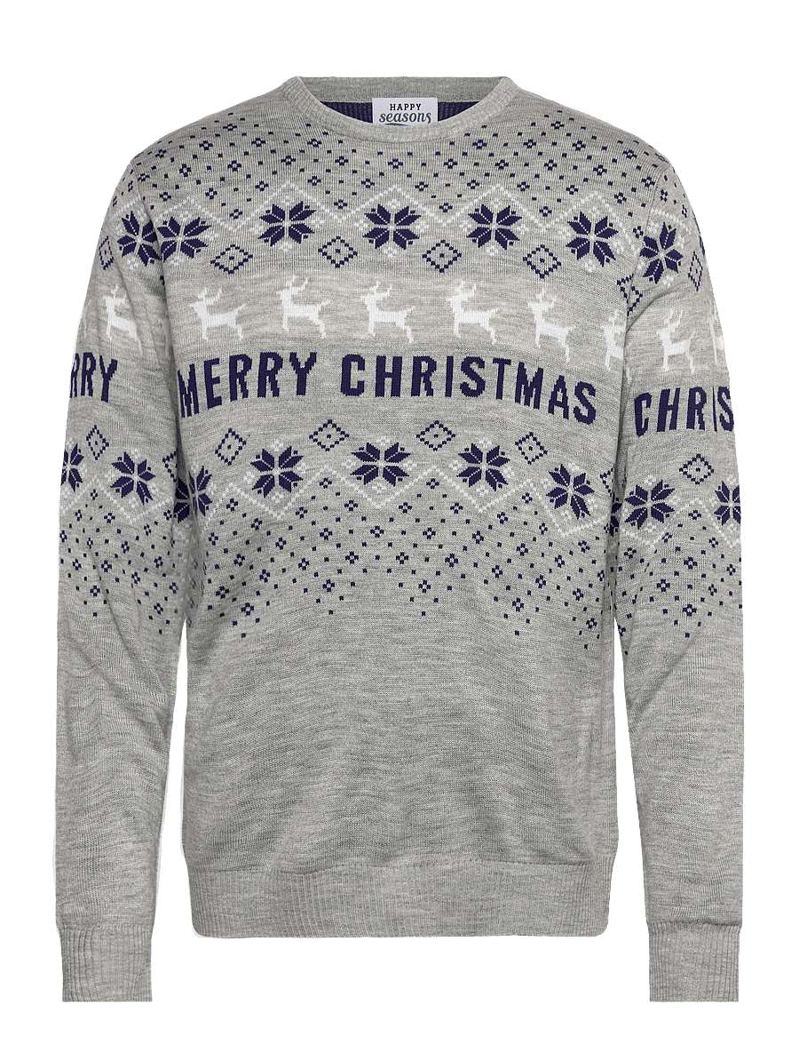 Happy Seasons - The Santa christmas sweater grey - rundhalsad - grey - 0