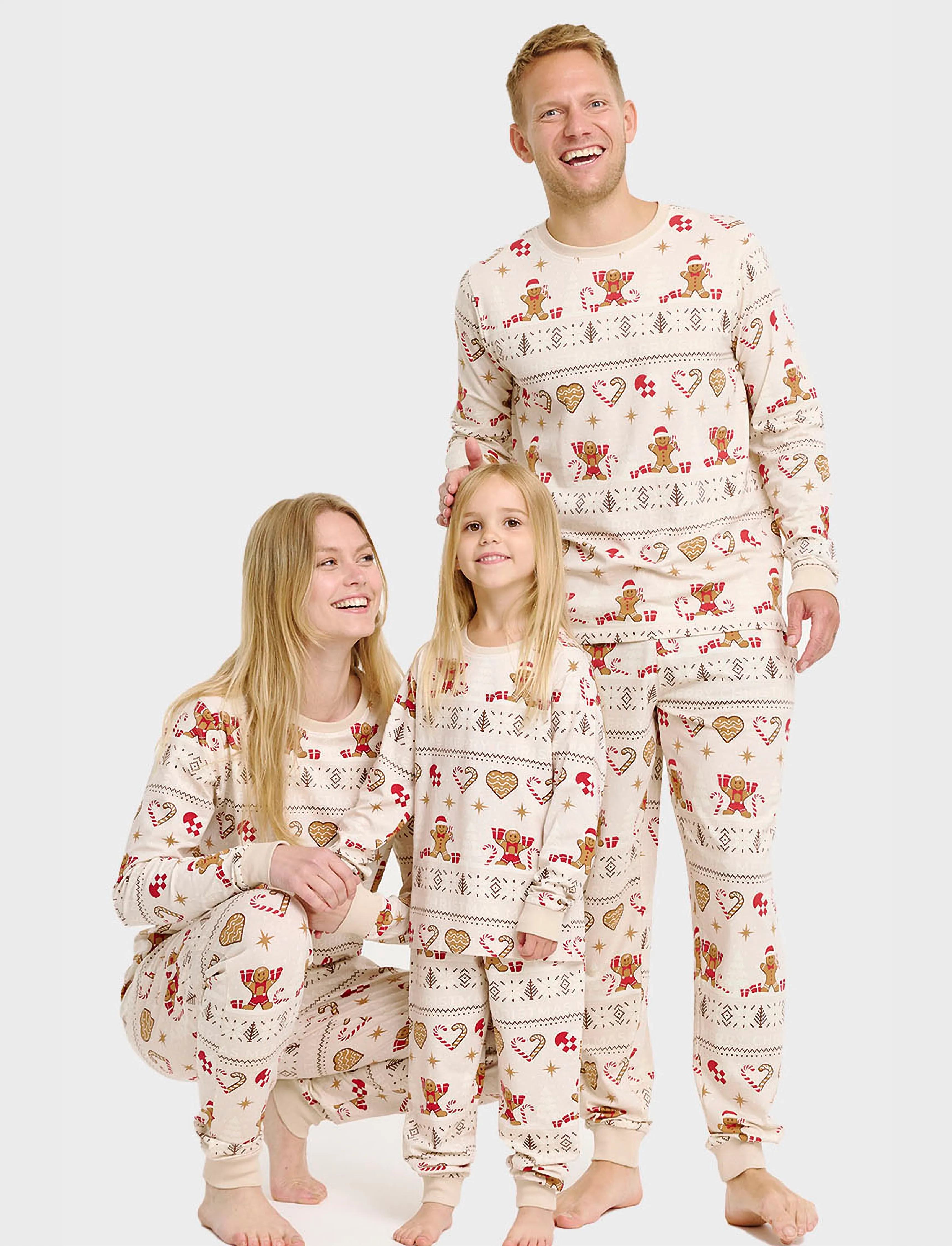 Happy Seasons Christmas Cookie Pyjamas Beige, Mænd, Peberkage Pyjamas, Cream, Str: XXL