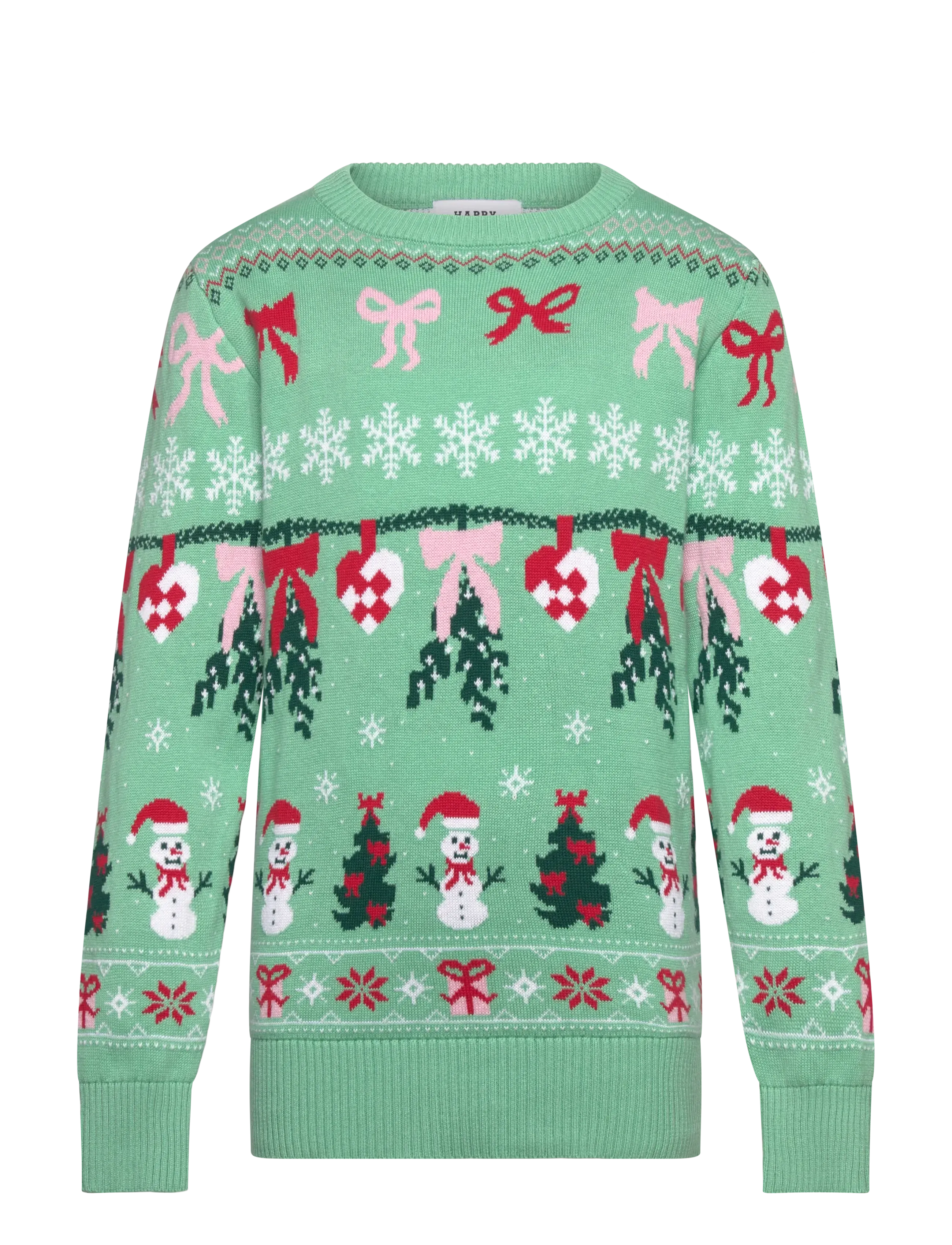 HAPPY SEASONS Cute Christmas Ribbon Pullover - Kinder Grün - 3-4ÅR - Kinder