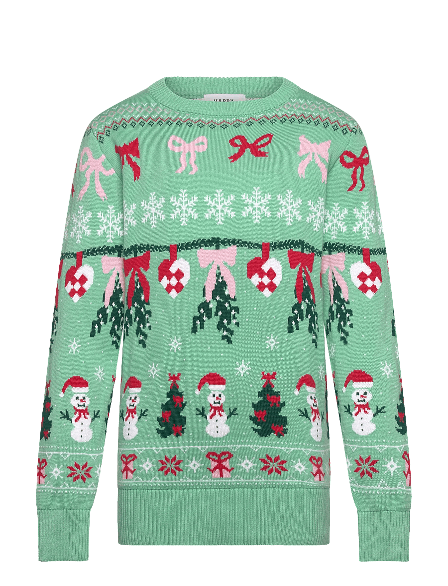 Happy Seasons - Cute christmas ribbon sweater - kids - jumpers - dusty jade green - 0