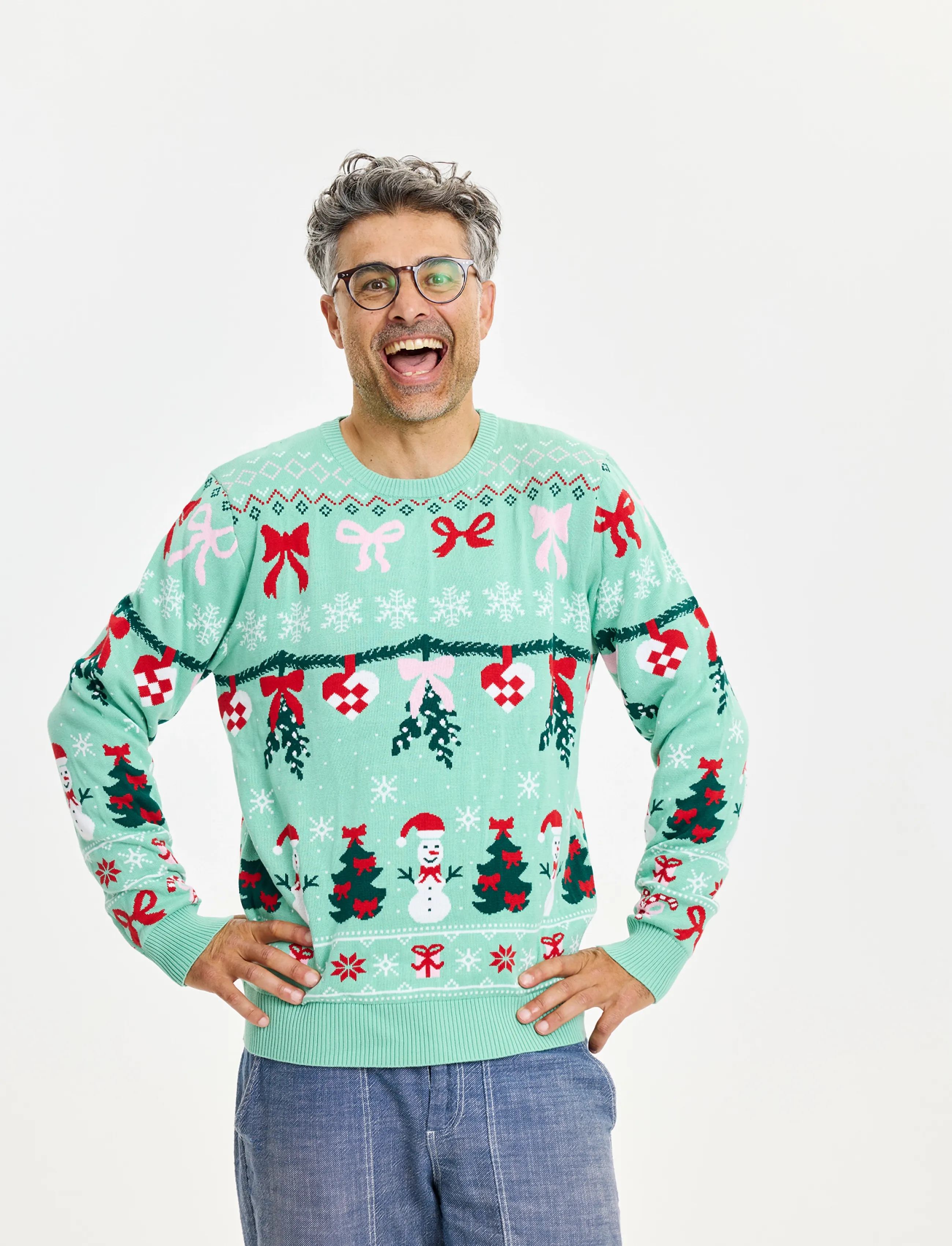 Happy Seasons Cute Christmas Ribbon Sweater - Kids, 13-14ÅR, Green, Strik > Pullovere, Børn