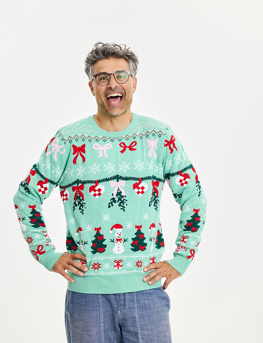 Happy Seasons - Cute christmas ribbon sweater - kids - džemperi - dusty jade green - 0