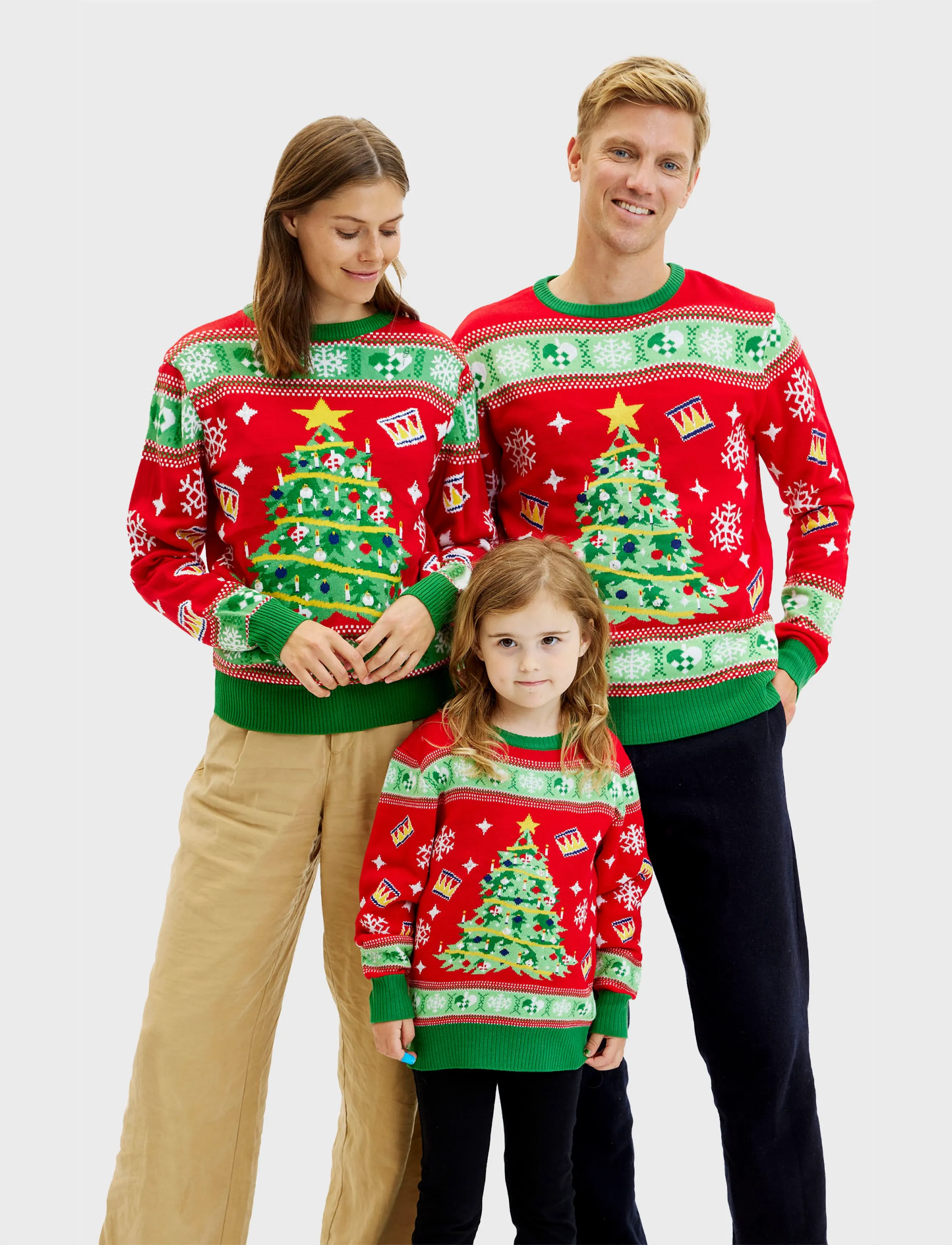 Happy Seasons Christmas Tree Christmas Sweater Red, 5-6ÅR, Red, Strik > Pullovere, Børn