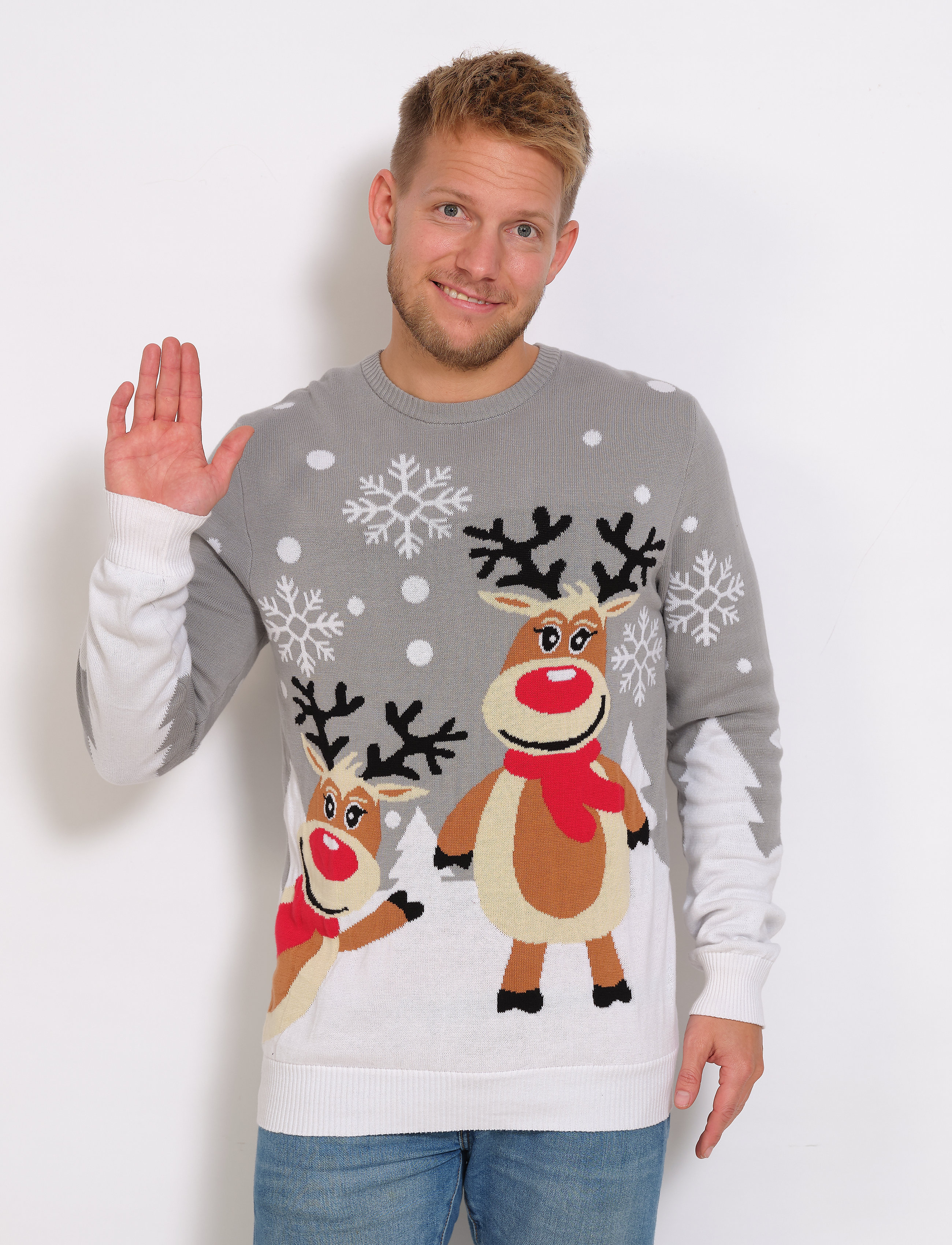 Happy Seasons - The Cute Christmas Jumper - rund hals - grey - 3