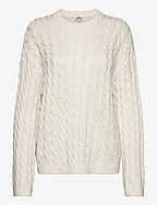 Cable Knit Sweater - WHITE