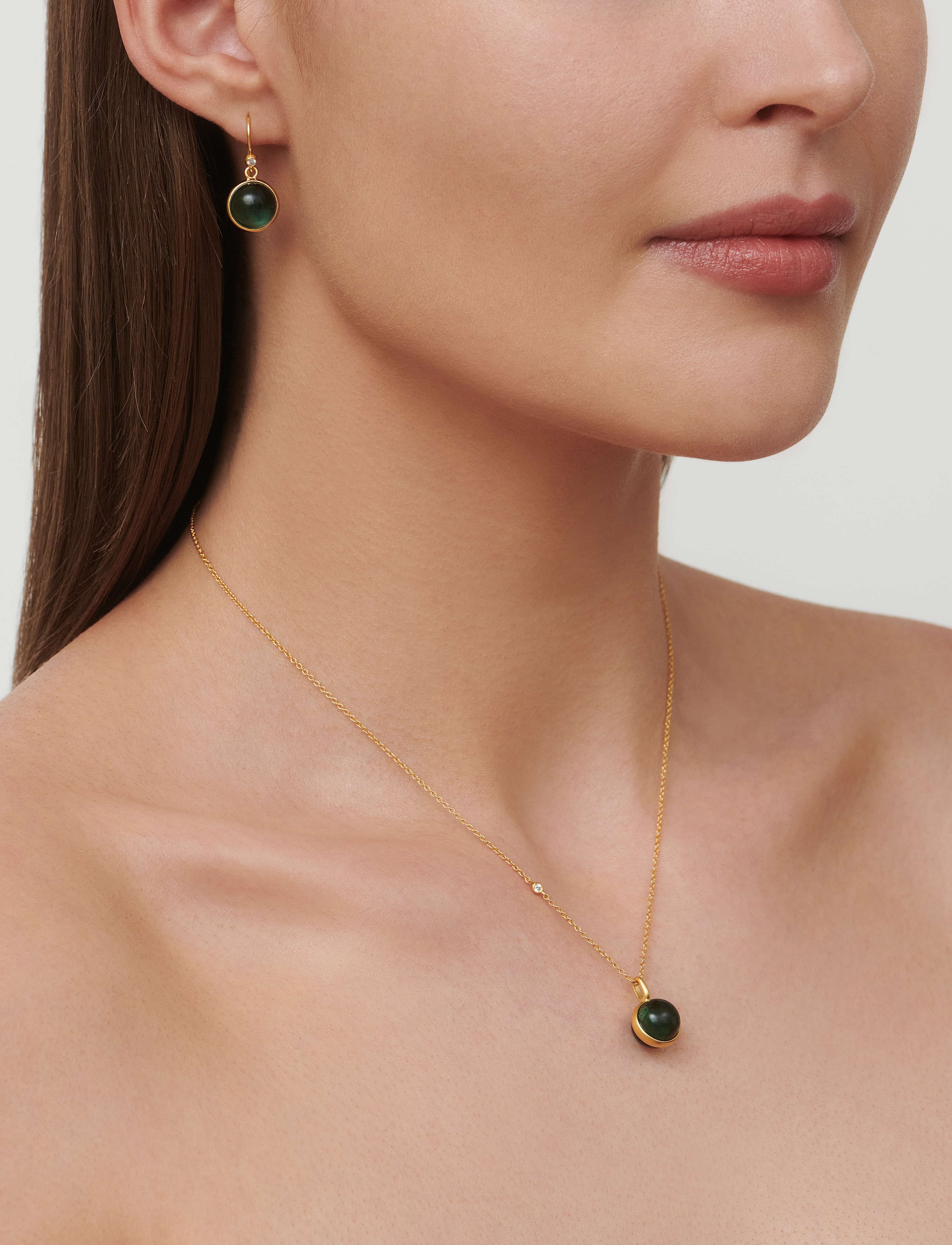 Julie Sandlau - Prime Earrings - rippuvad kõrvarõngad - gold / turmalin - 2