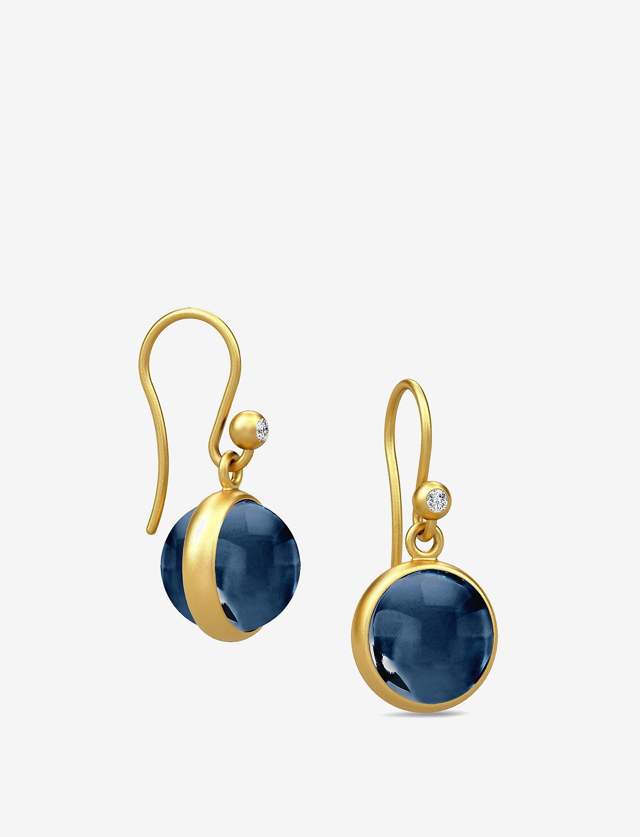 Julie Sandlau - Prime earring - Gold - hengende øredobber - dark blue - 1