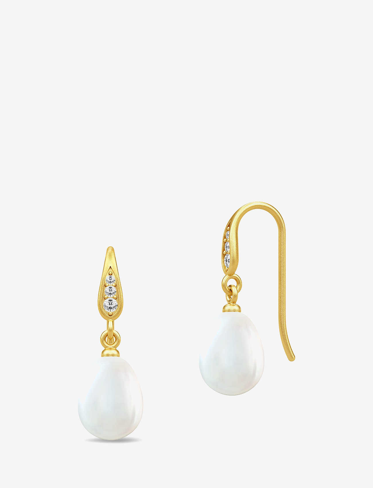 Julie Sandlau - Ocean Earrings - Gold/White - perleøreringe - white - 1