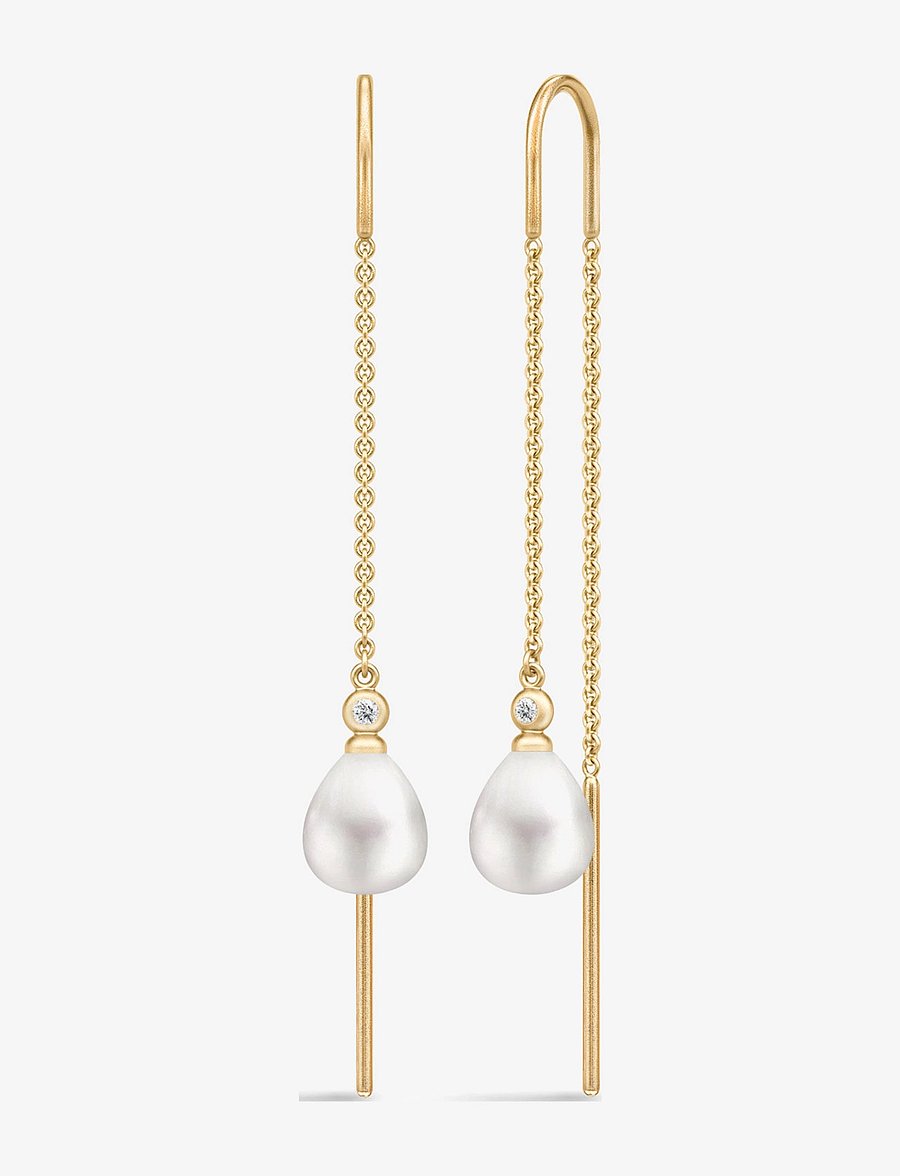 Julie Sandlau - Tasha Chain Earrings - pärlitega kõrvarõngad - gold / white pearl - 0