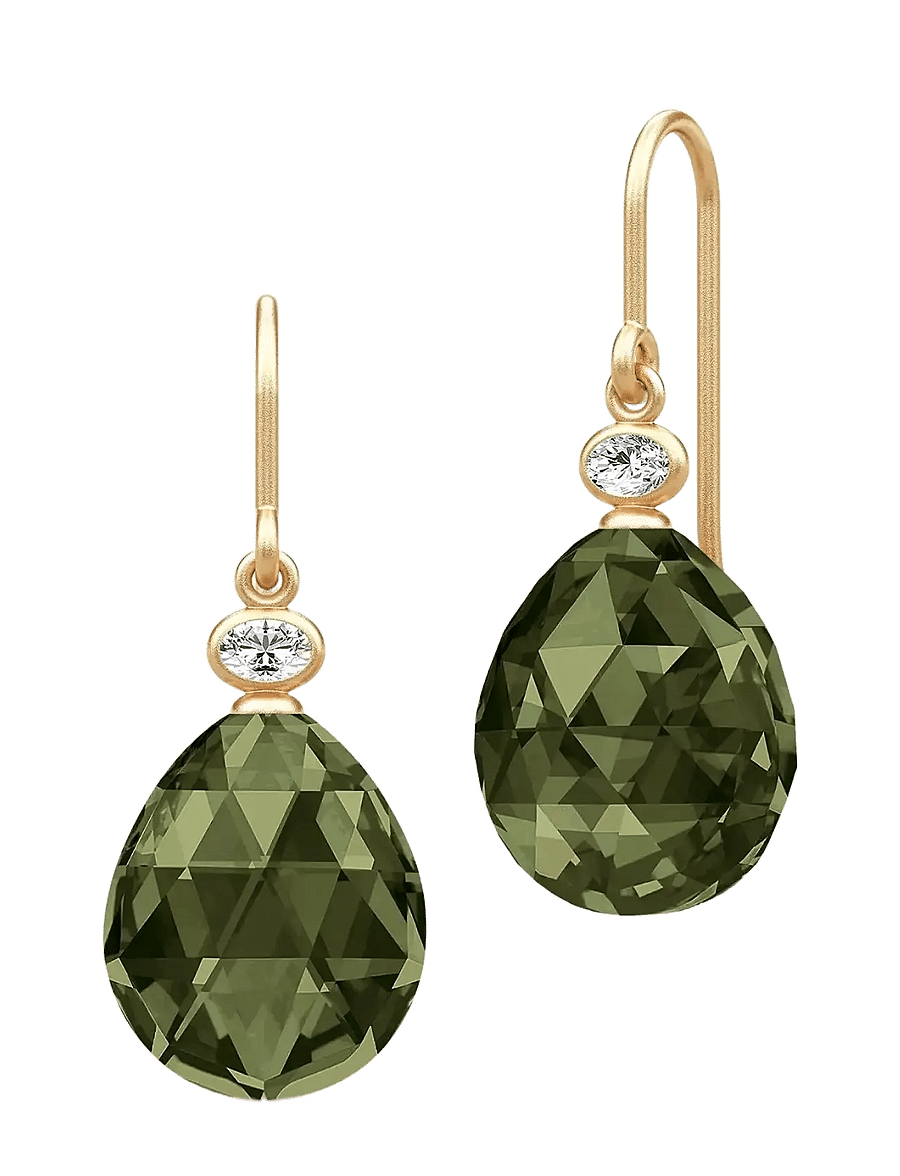 Julie Sandlau - Ofelia Earrings - rippuvad kõrvarõngad - olive green - 1