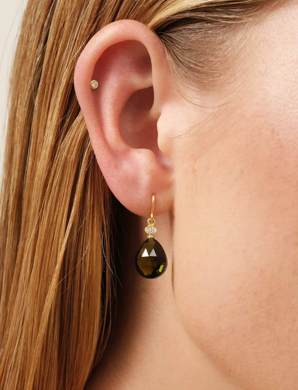 Julie Sandlau - Ofelia Earrings - hängande örhängen - olive green - 0