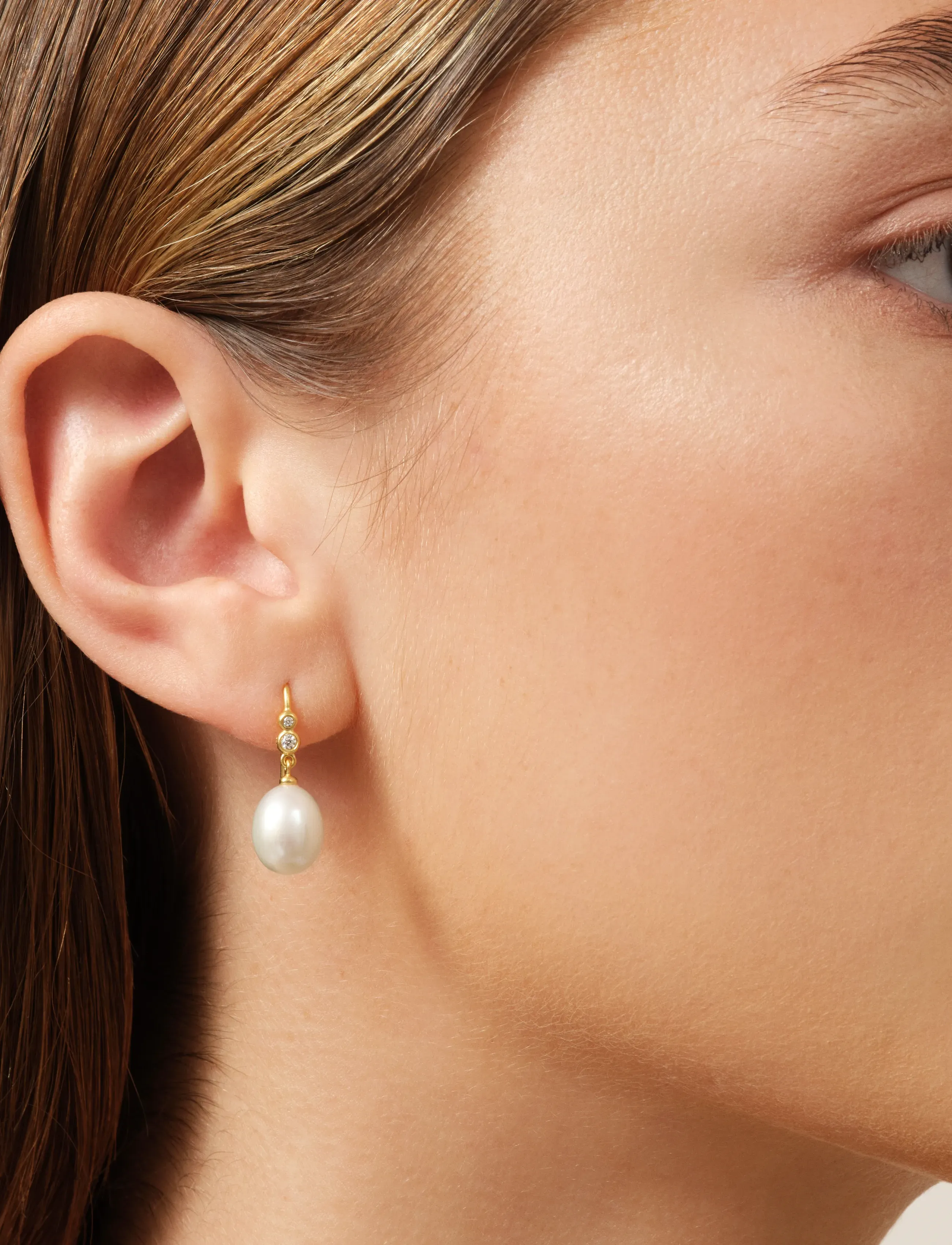 Julie Sandlau Perla Earrings, One Size, Gold, Øreringe > Øreringe Med Vedhæng, Dame