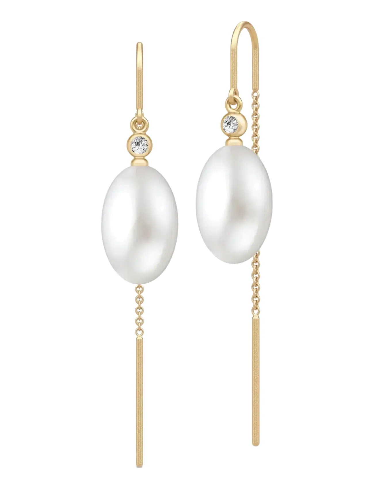 Julie Sandlau Afrodite Chain Earrings - Accessoires - WHITE PEARL / gold