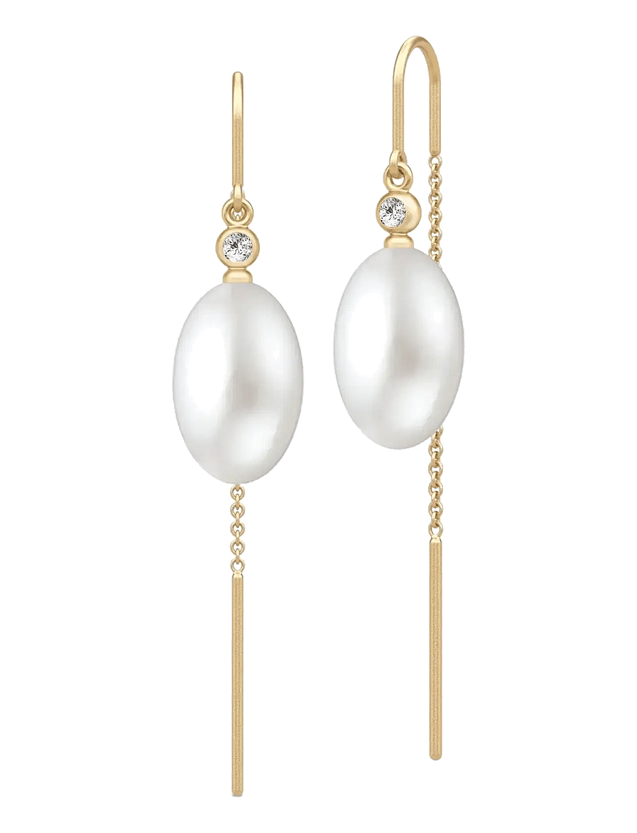 Julie Sandlau - Afrodite Chain Earrings - ohrhänger - white pearl - 1