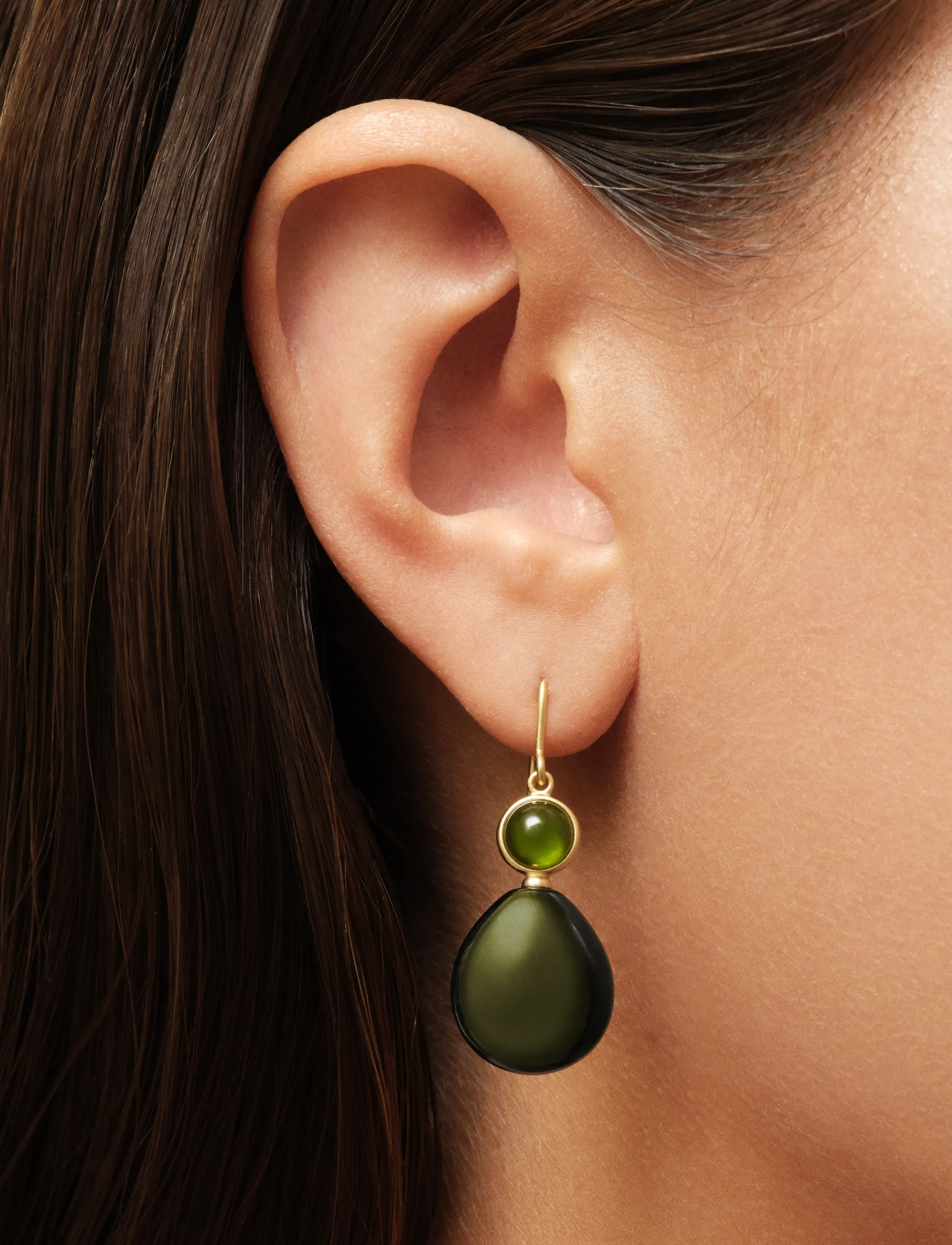 Julie Sandlau - Prime Drop Earrings - pendant earrings - moss green & olive - 0