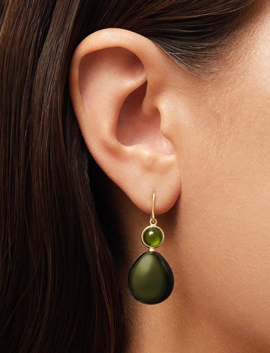 Julie Sandlau - Prime Drop Earrings - ohrhänger - moss green & olive - 0