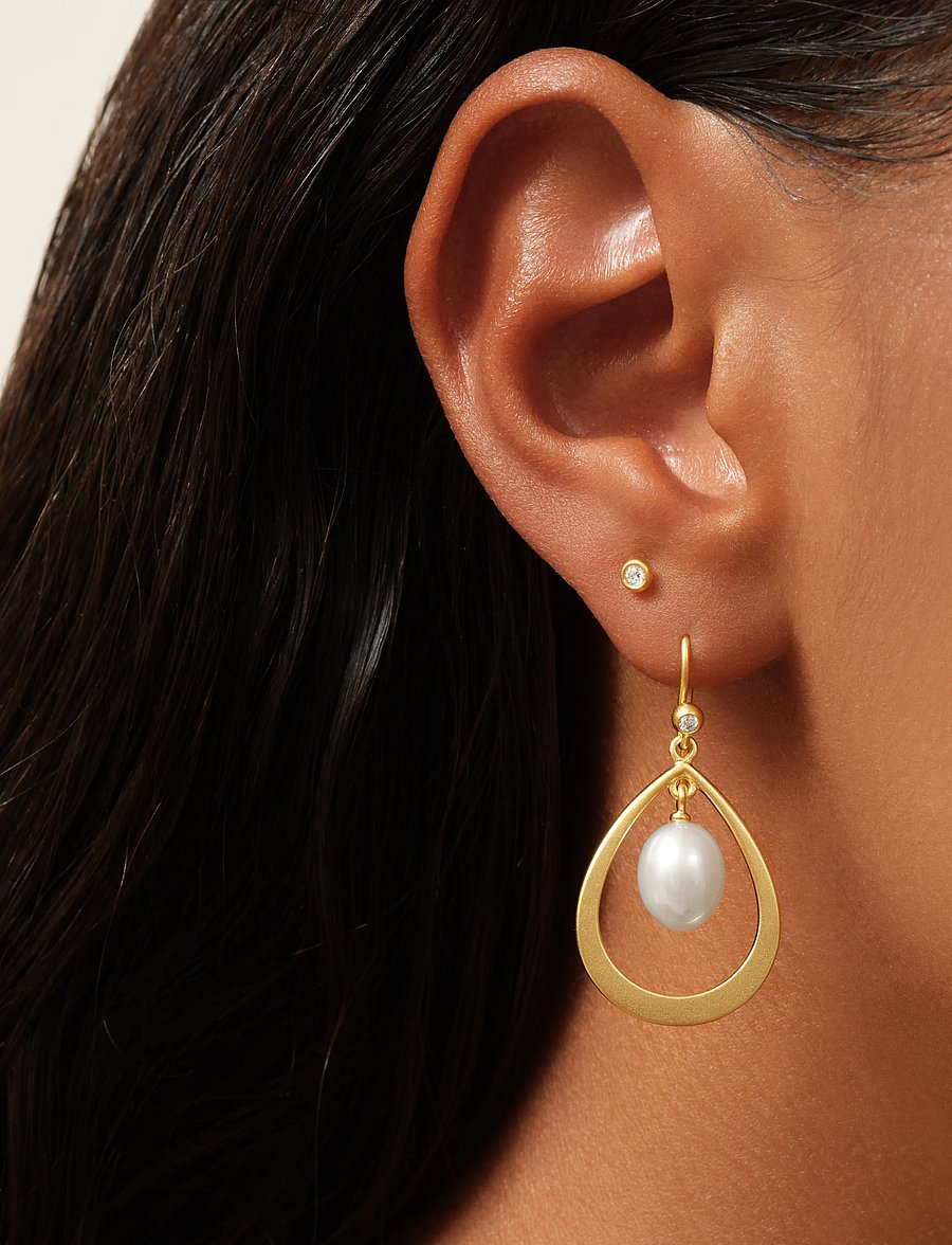 Julie Sandlau - Afrodite Droplet Earrings - pearl white - 0