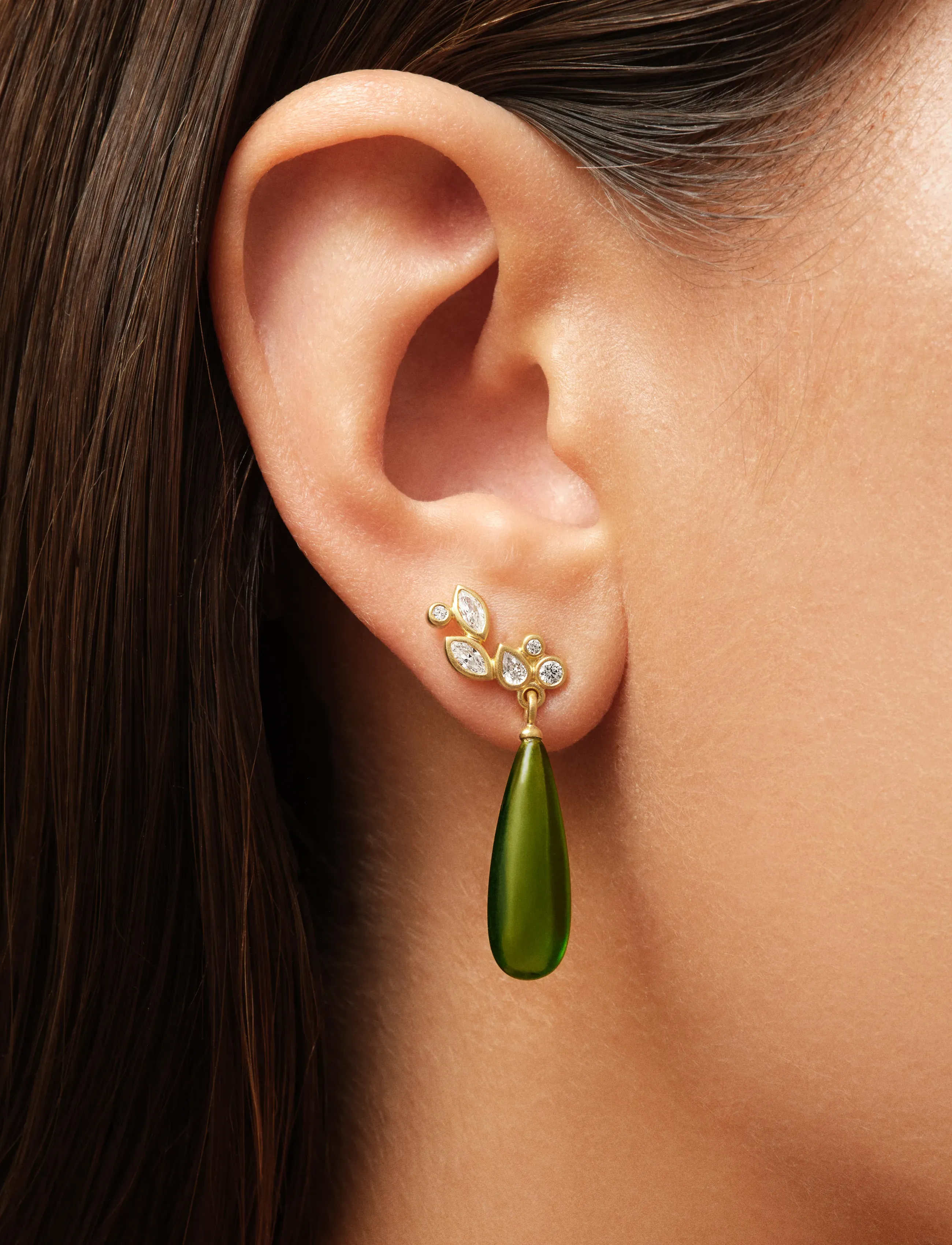 Julie Sandlau - Treasure Drop Earrings - pendant earrings - moss green - 0