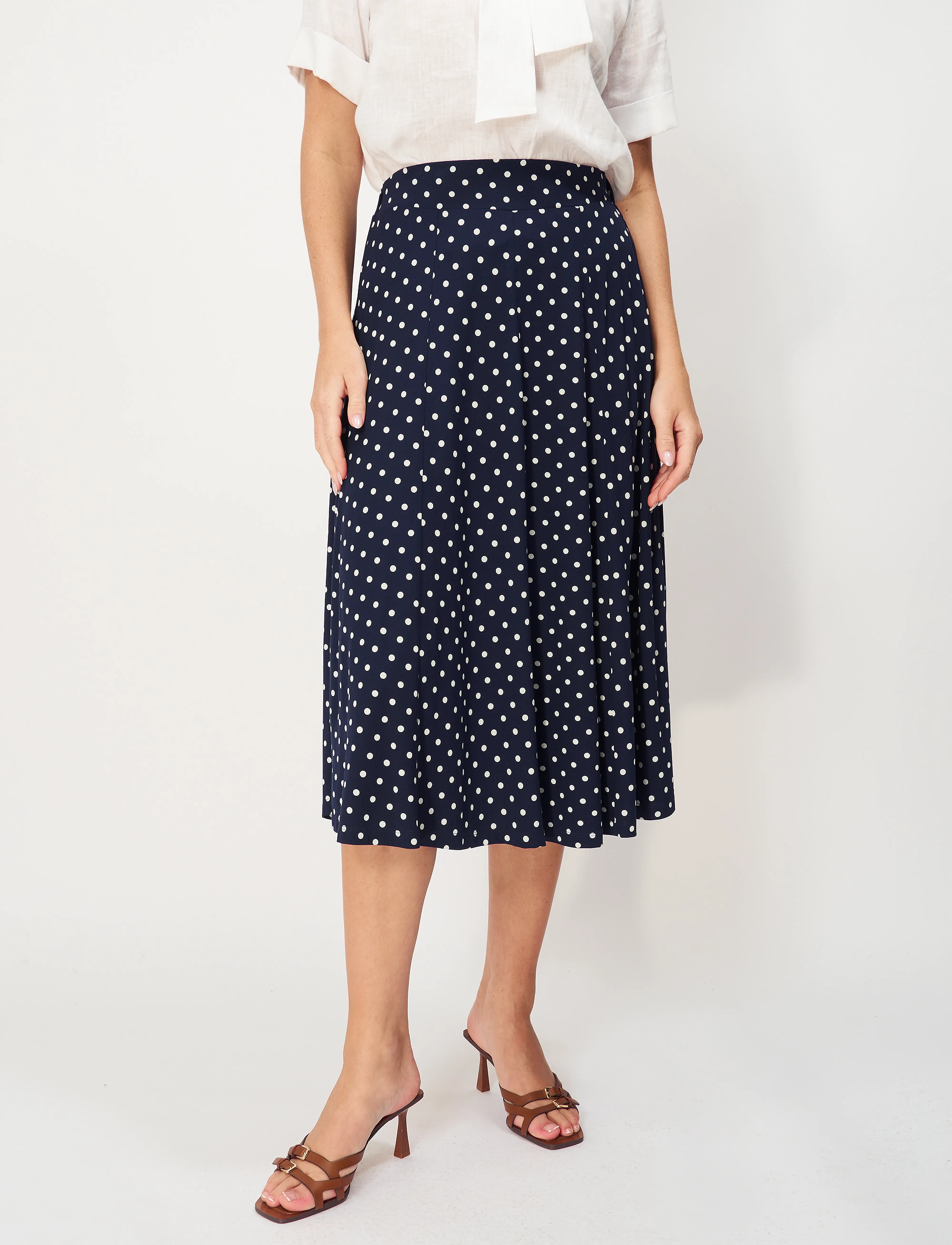 Jumperfabriken Sunvi Dot Skirt, S, Röcke, Marineblau - Knee-length & Midi Frauen