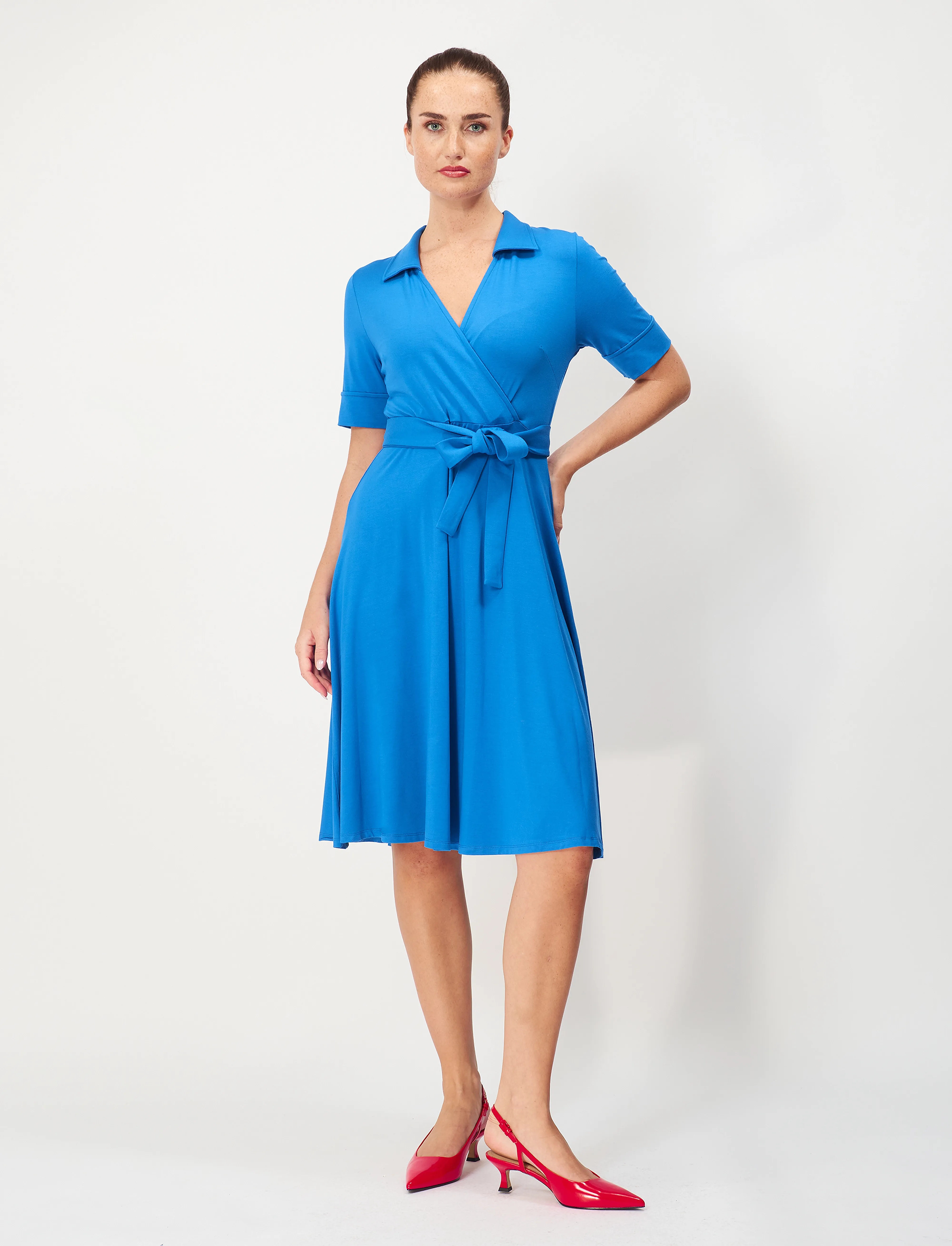 Jumperfabriken Demi Dress, S, Dresses, Blau - Wrap Frauen