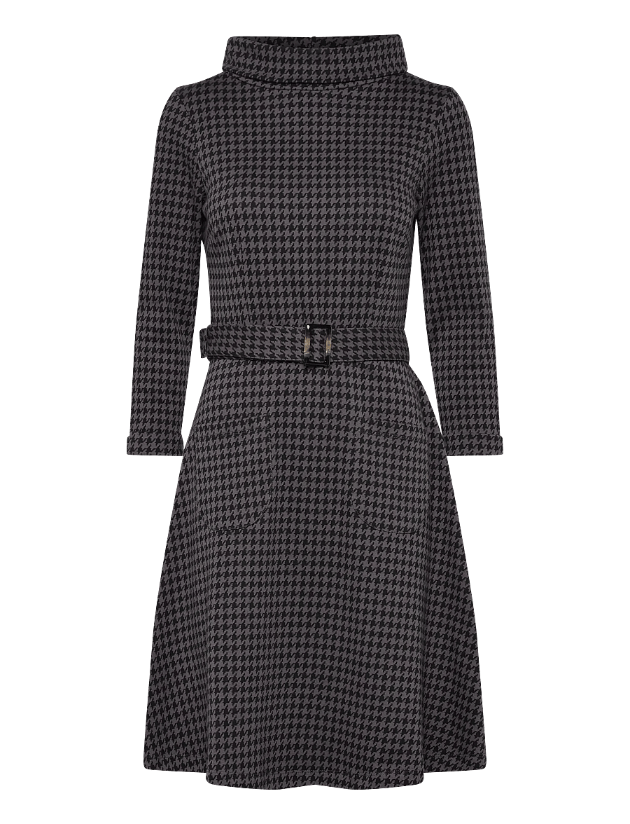 Jumperfabriken - Kim Houndstooth Dress - midikleider - grey - 1