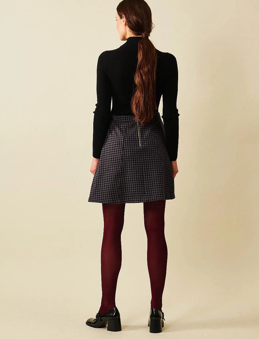 Jumperfabriken - Madeleine Houndstooth Skirt - kurze röcke - grey - 3
