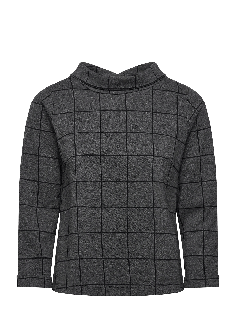 Jumperfabriken - Tara Houndstooth Jumper - sweatshirts - grey - 1