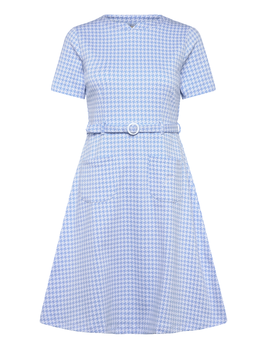 Jumperfabriken - Paulina Houndstooth Dress - skjortekjoler - blue - 1
