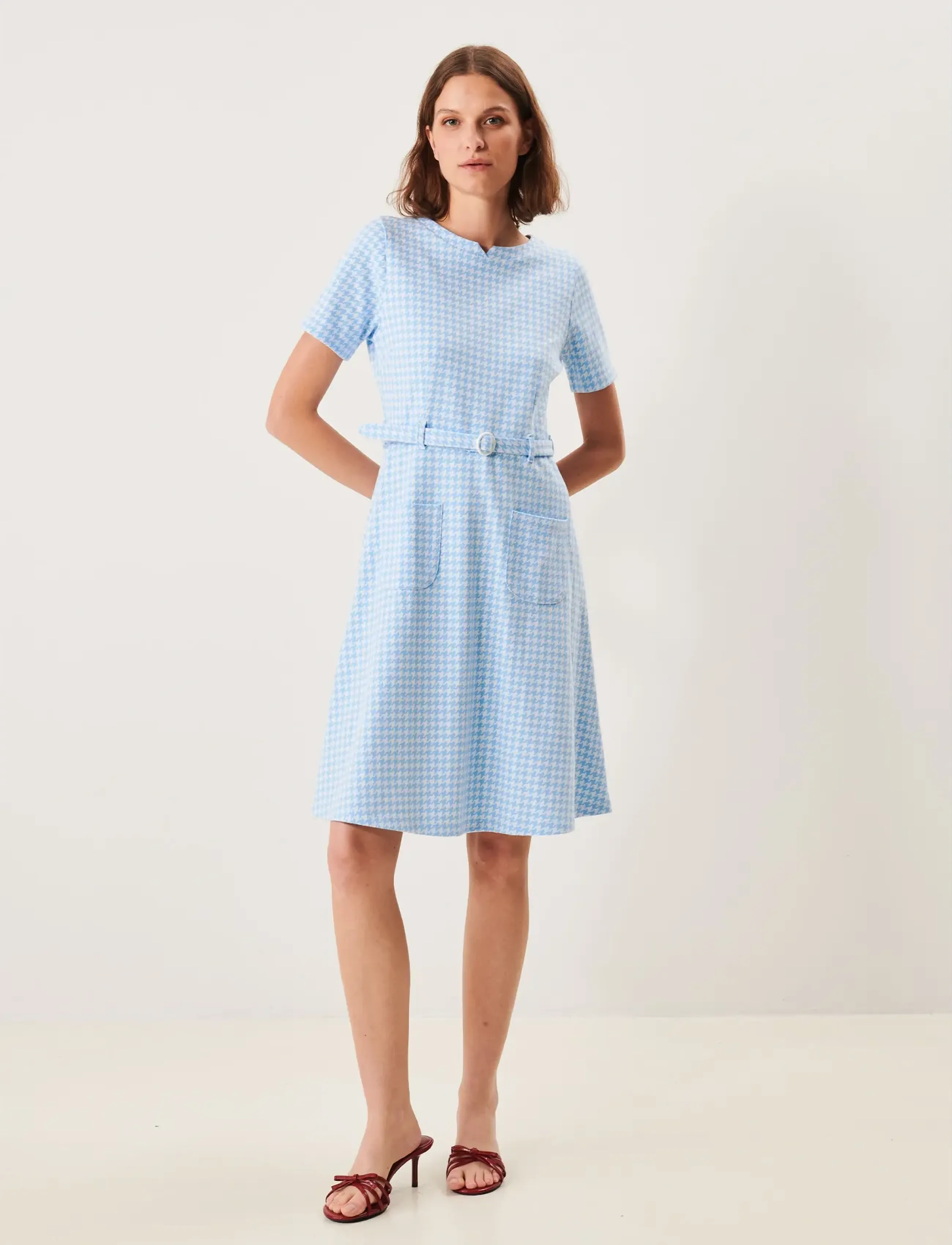 Jumperfabriken Paulina Houndstooth Dress, M, Dresses, Blau - Knee-length & Midi, Frauen