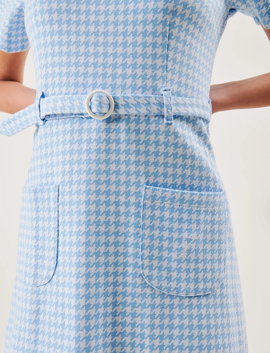 Jumperfabriken - Paulina Houndstooth Dress - skjortekjoler - blue - 3