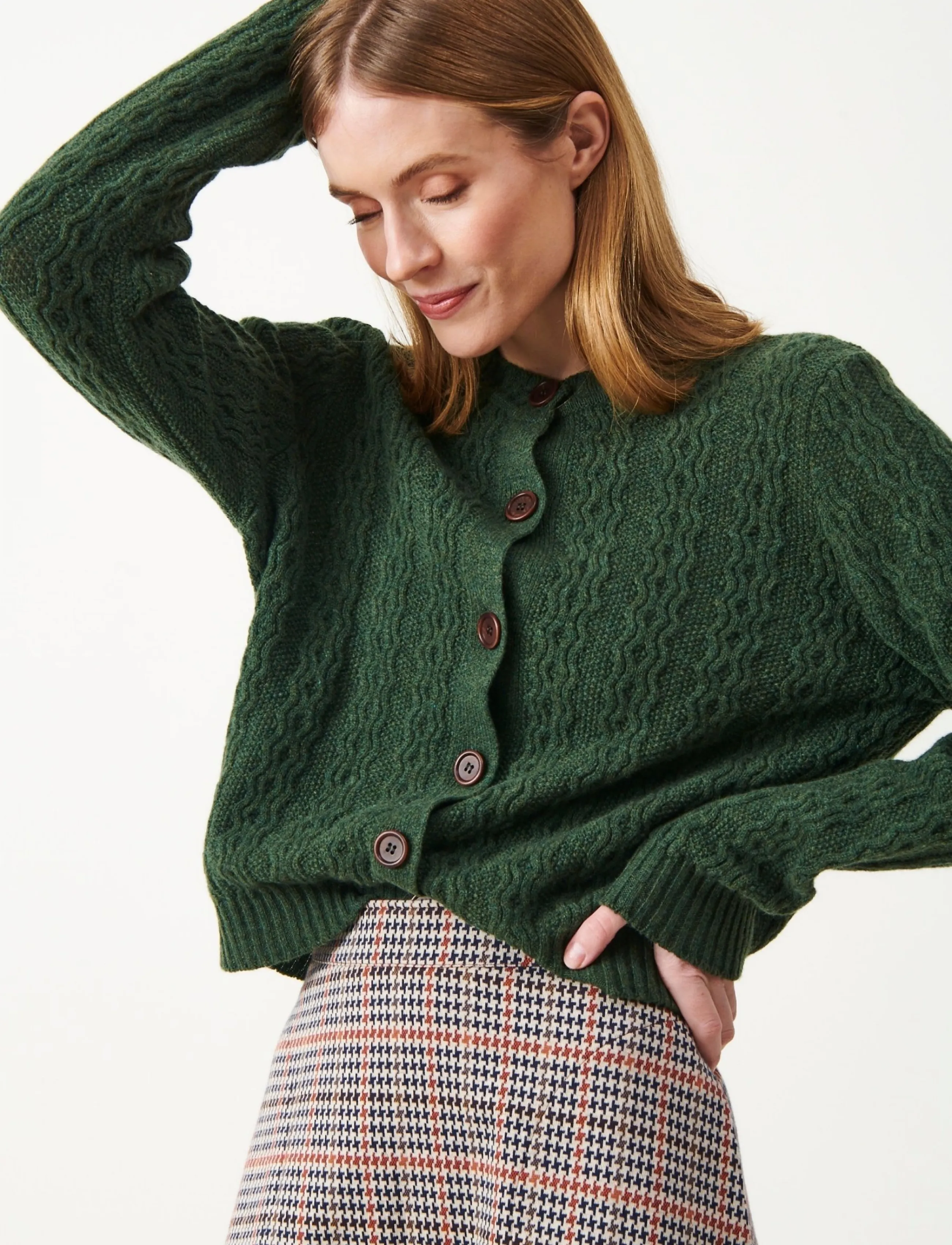 Jumperfabriken Luca Cardigan, Damen, Kurze Strickjacke, Grün, Gr.S