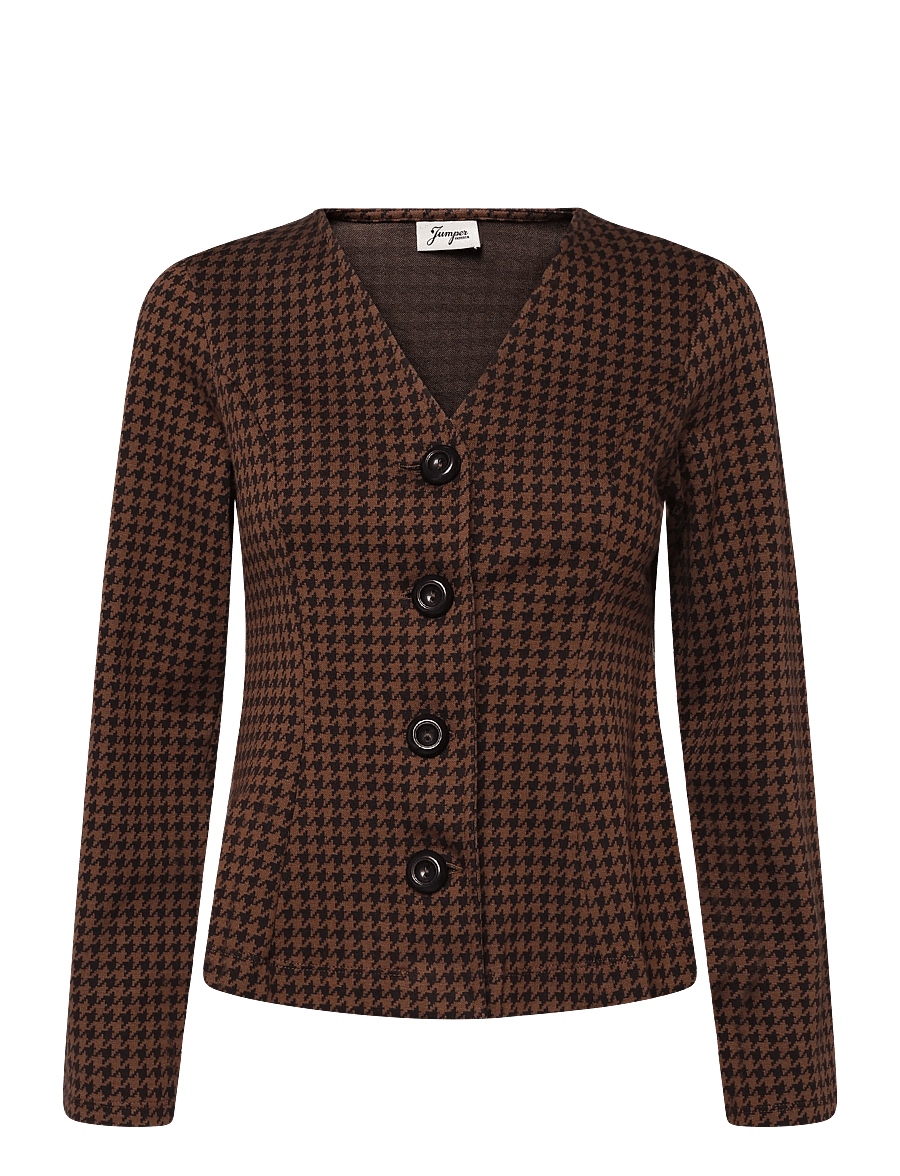 Jumperfabriken - Brielle Blazer Houndstooth - korte blazere - brown - 1