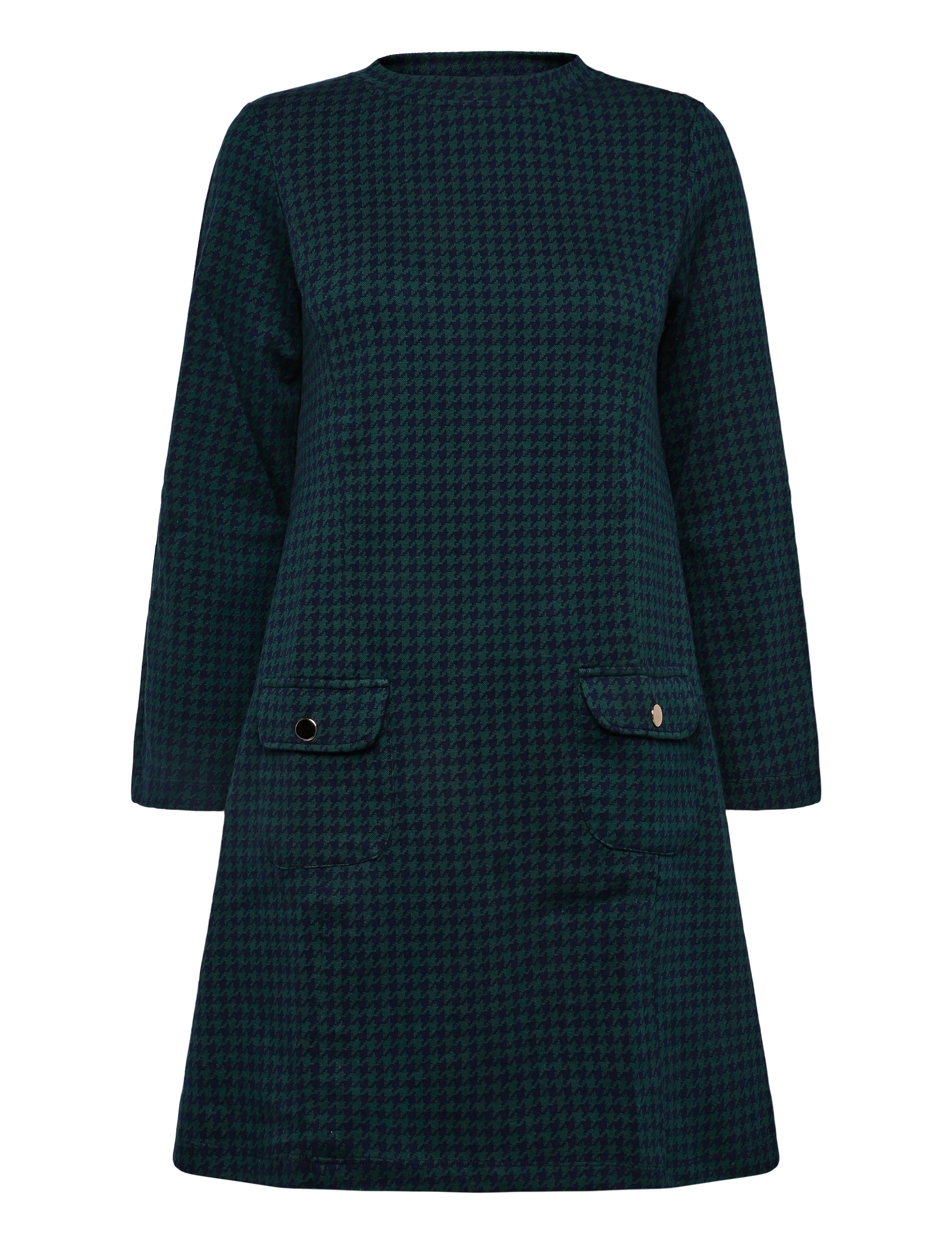 Jumperfabriken - Janet Dress Houndstooth - green - 1