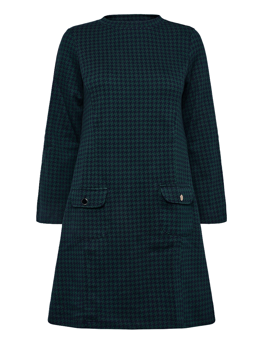Jumperfabriken - Janet Dress Houndstooth - minikleidid - green - 1