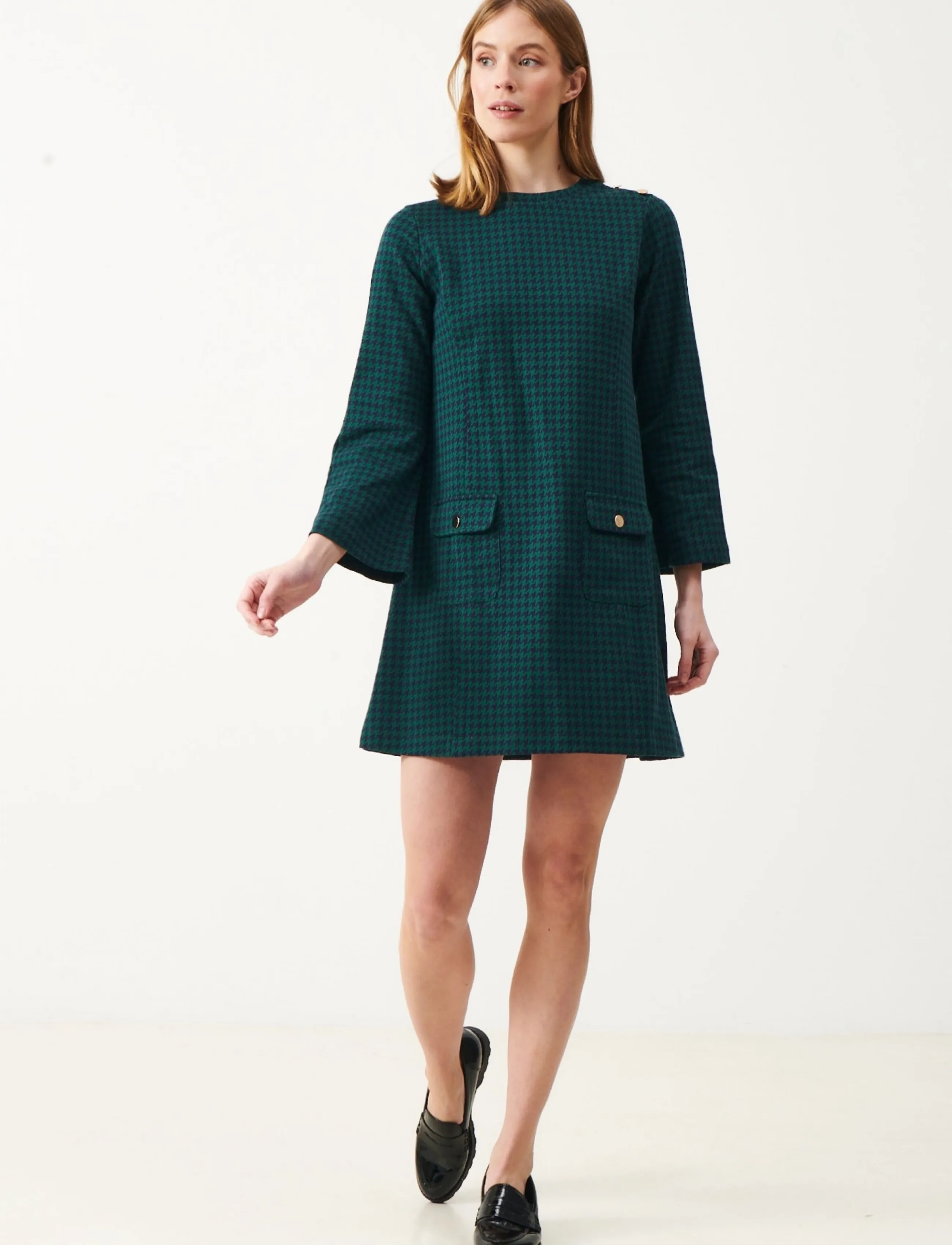 Jumperfabriken Janet Dress Houndstooth - Kleider - GREEN / green