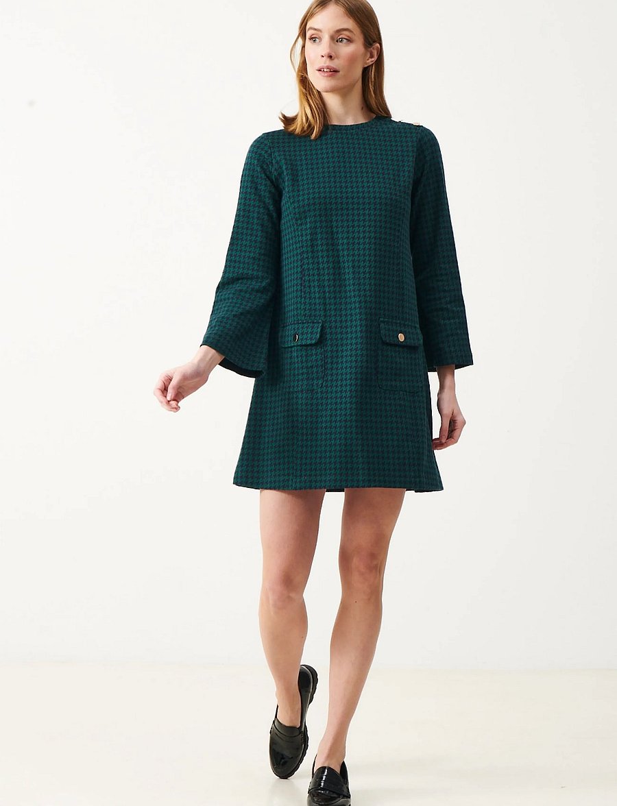 Jumperfabriken - Janet Dress Houndstooth - minikleidid - green - 0