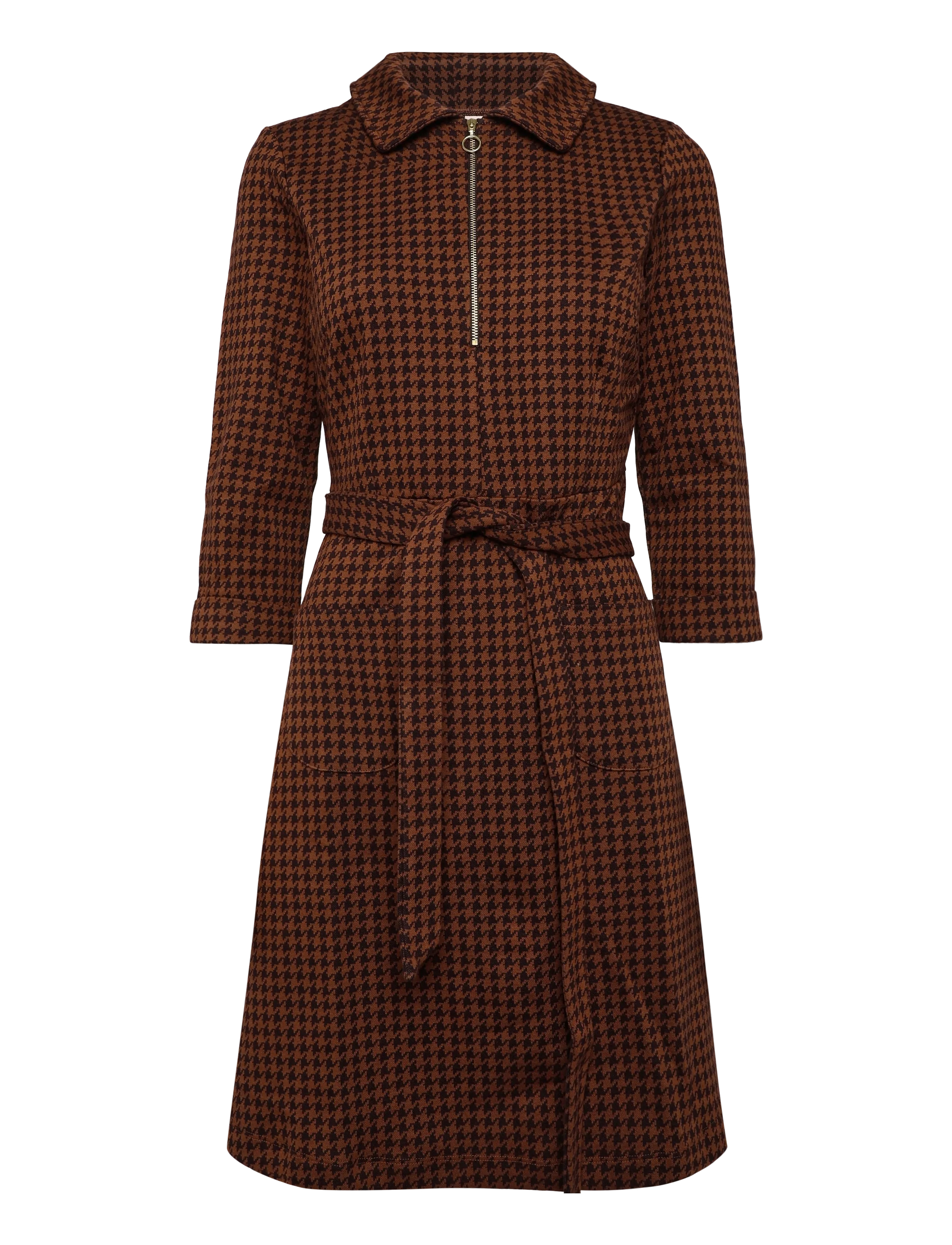 Jumperfabriken - Tea Dress Houndstooth - brown - 1